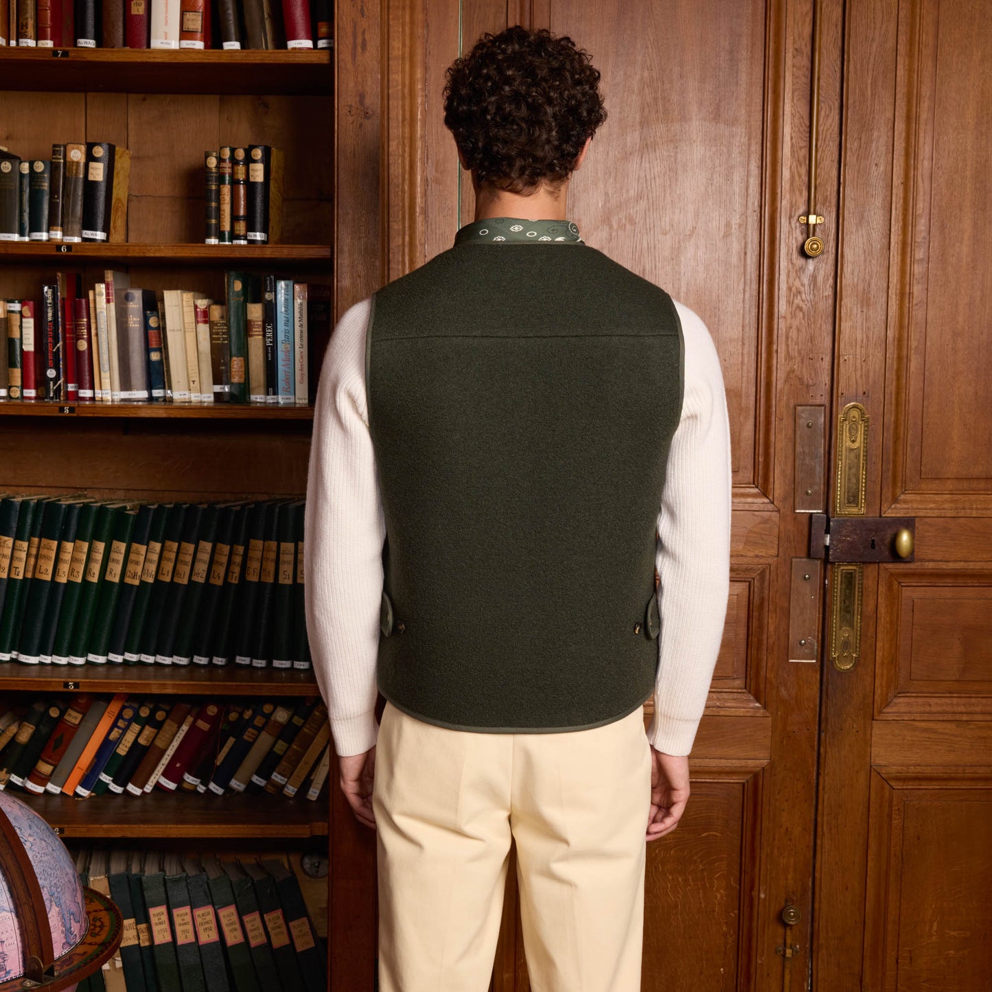 Green boiled wool vest