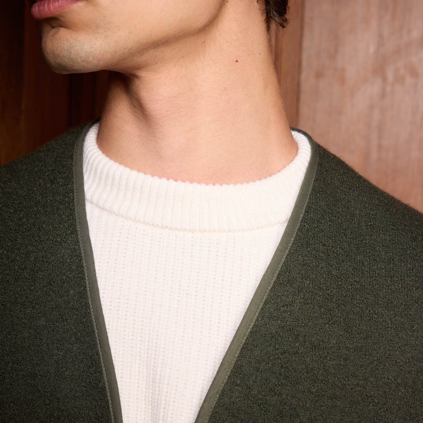 Green boiled wool vest