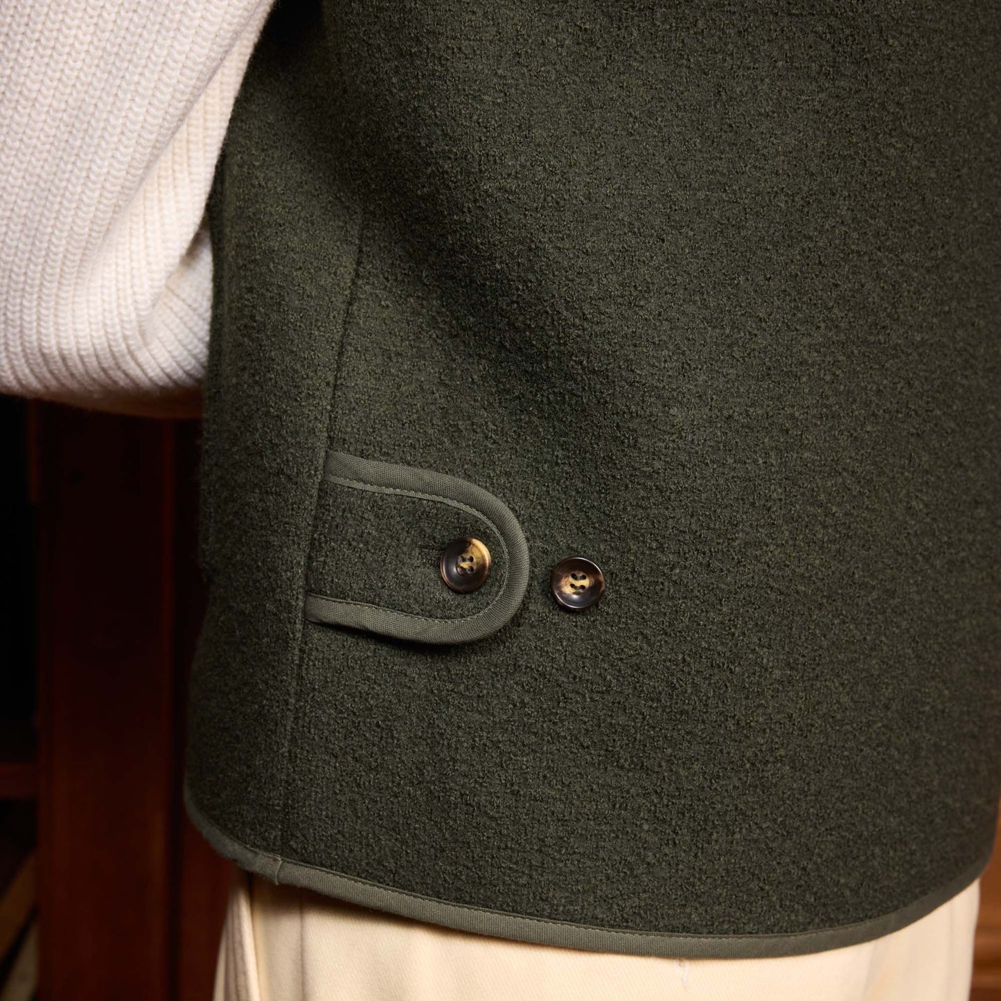 Green boiled wool vest