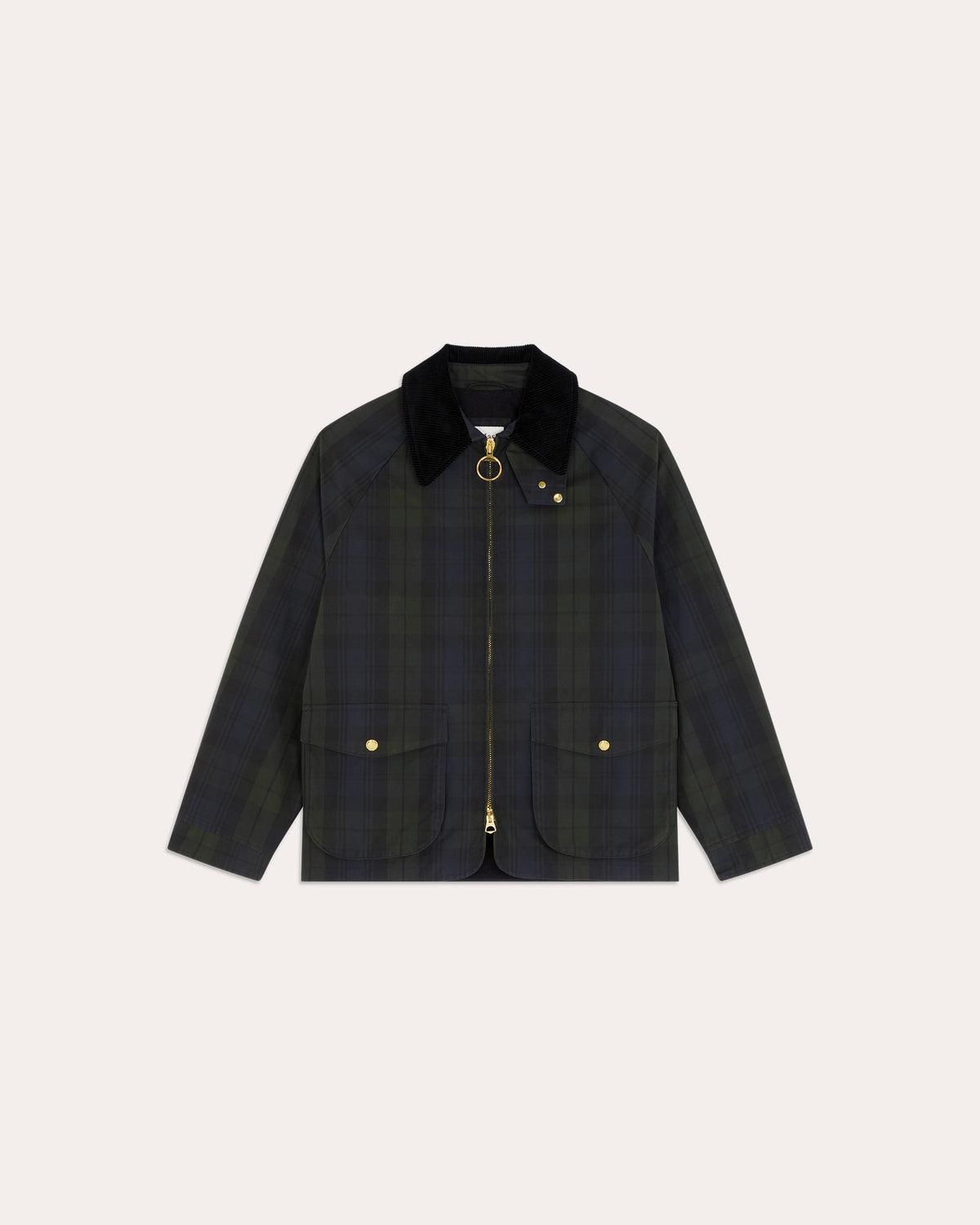 Blouson en coton ciré à motif tartan Black Watch