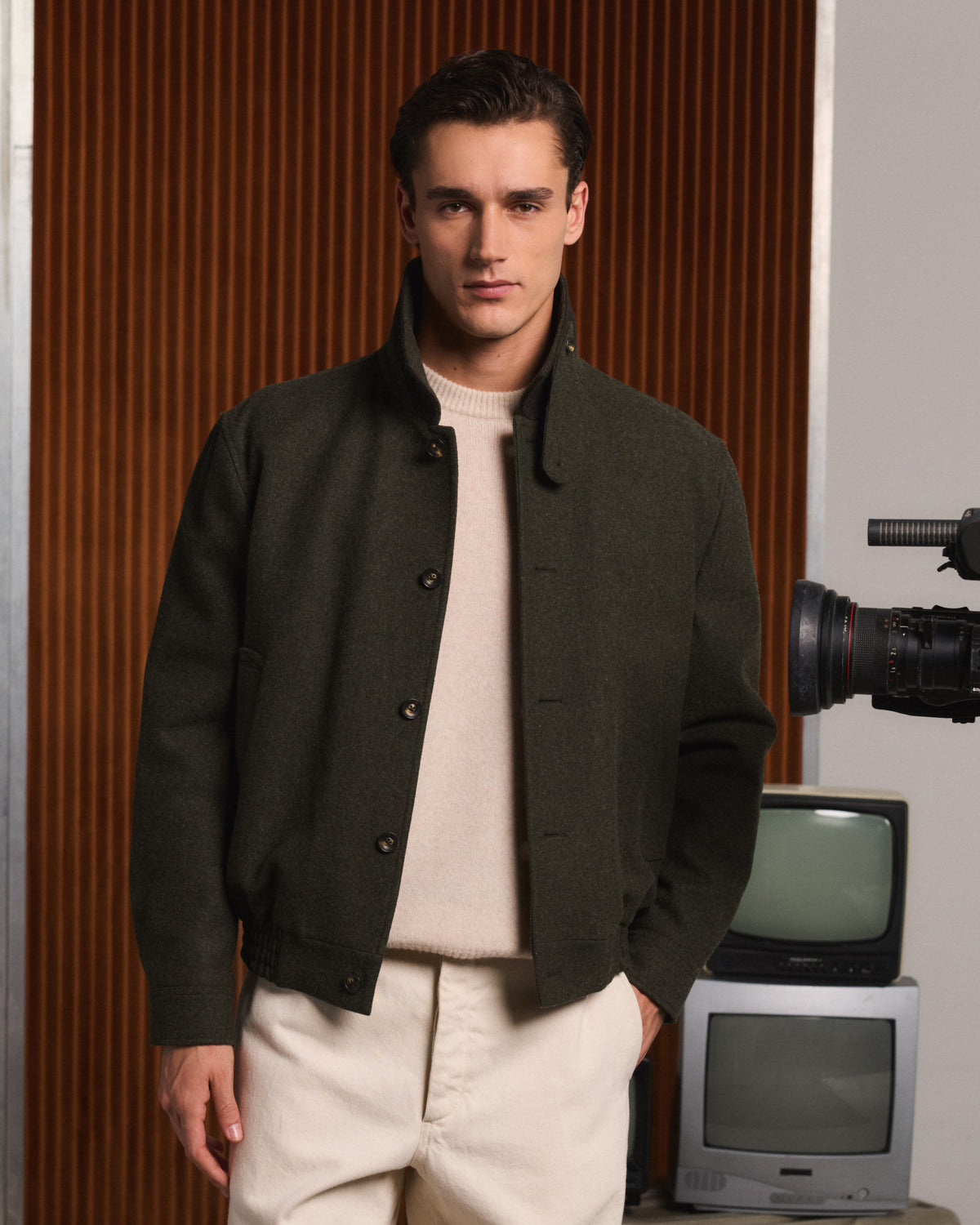 Blouson en laine vert