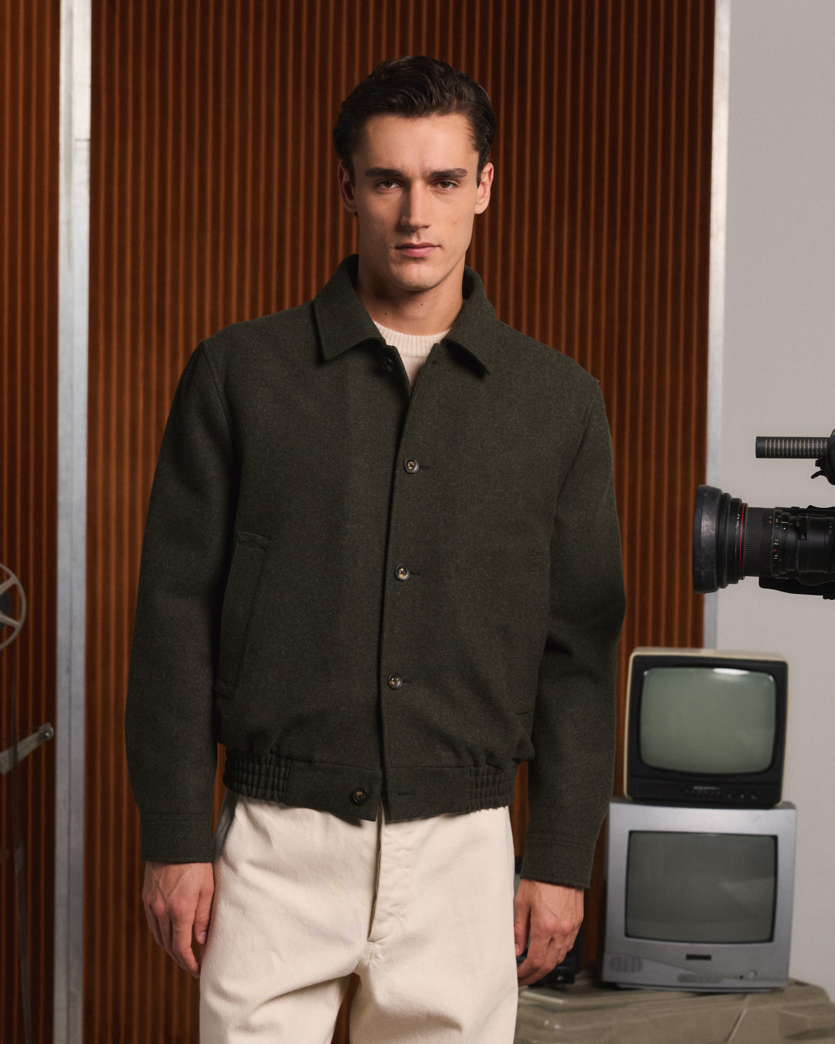 Blouson en laine vert