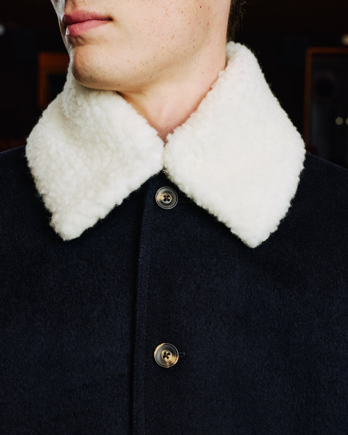Blouson aus marineblauer Lodenwolle