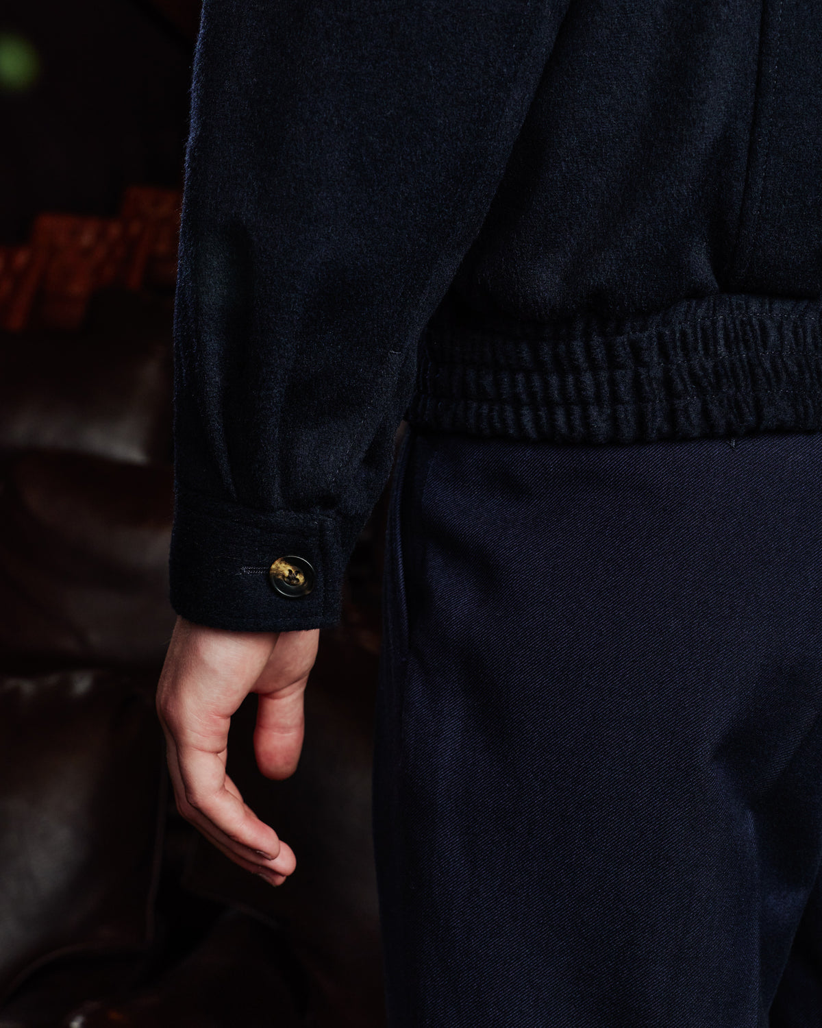 Blouson aus marineblauer Lodenwolle