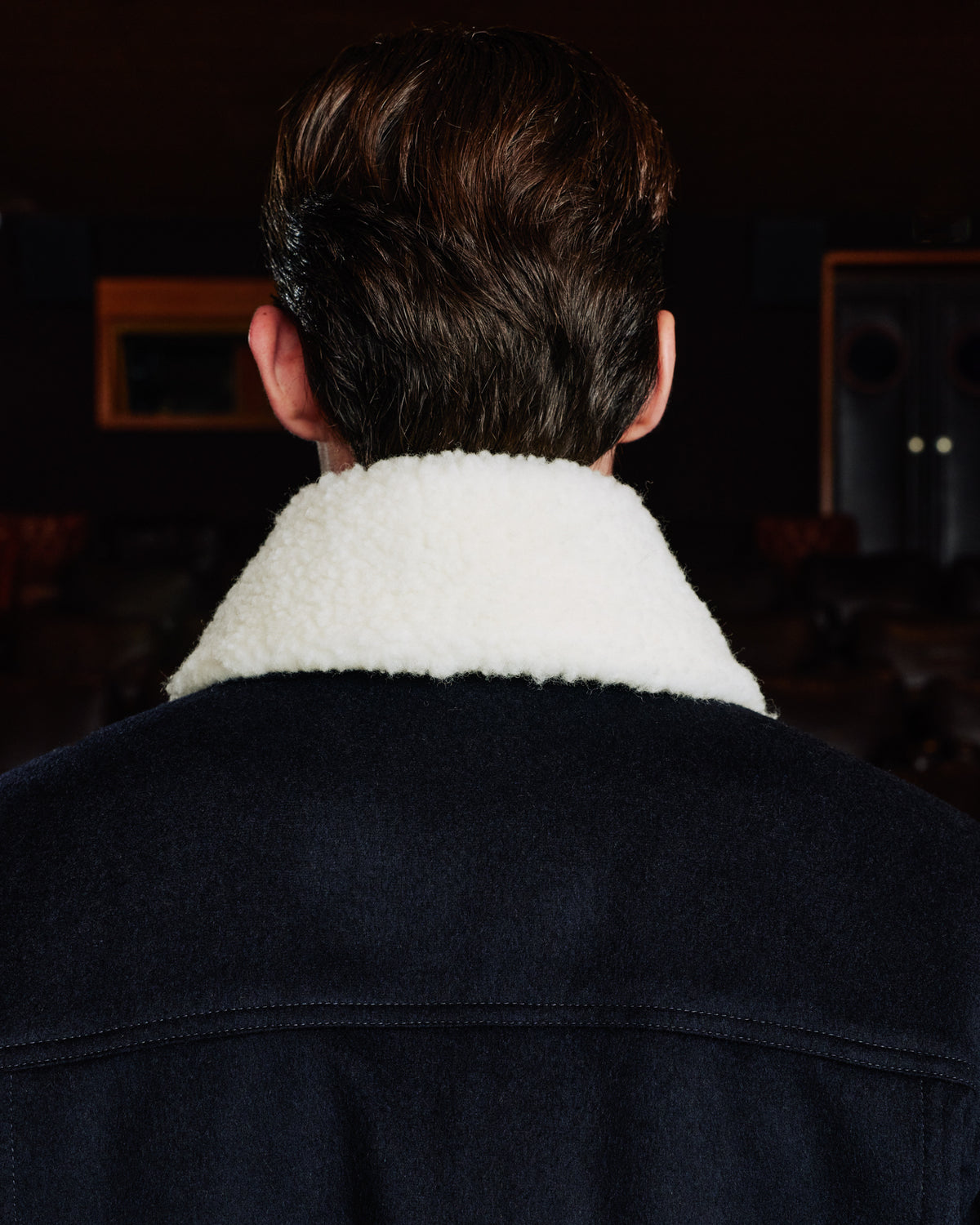 Blouson aus marineblauer Lodenwolle