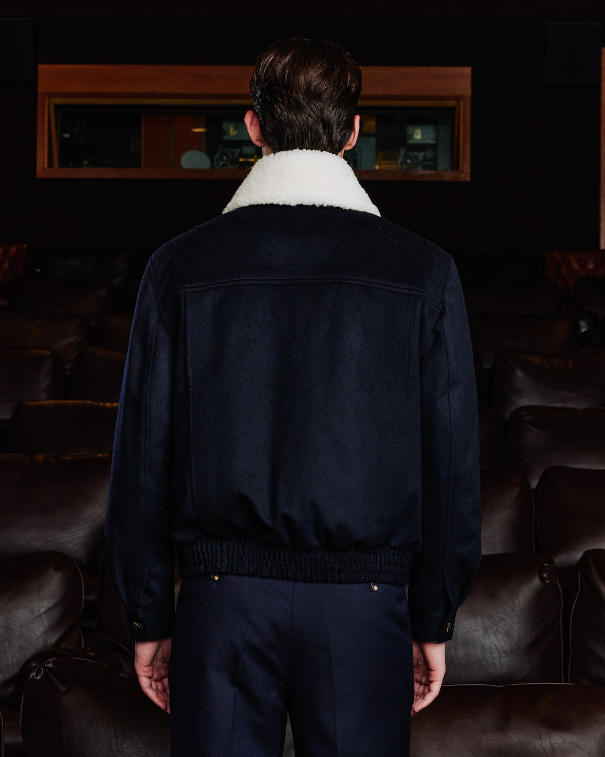 Blouson aus marineblauer Lodenwolle