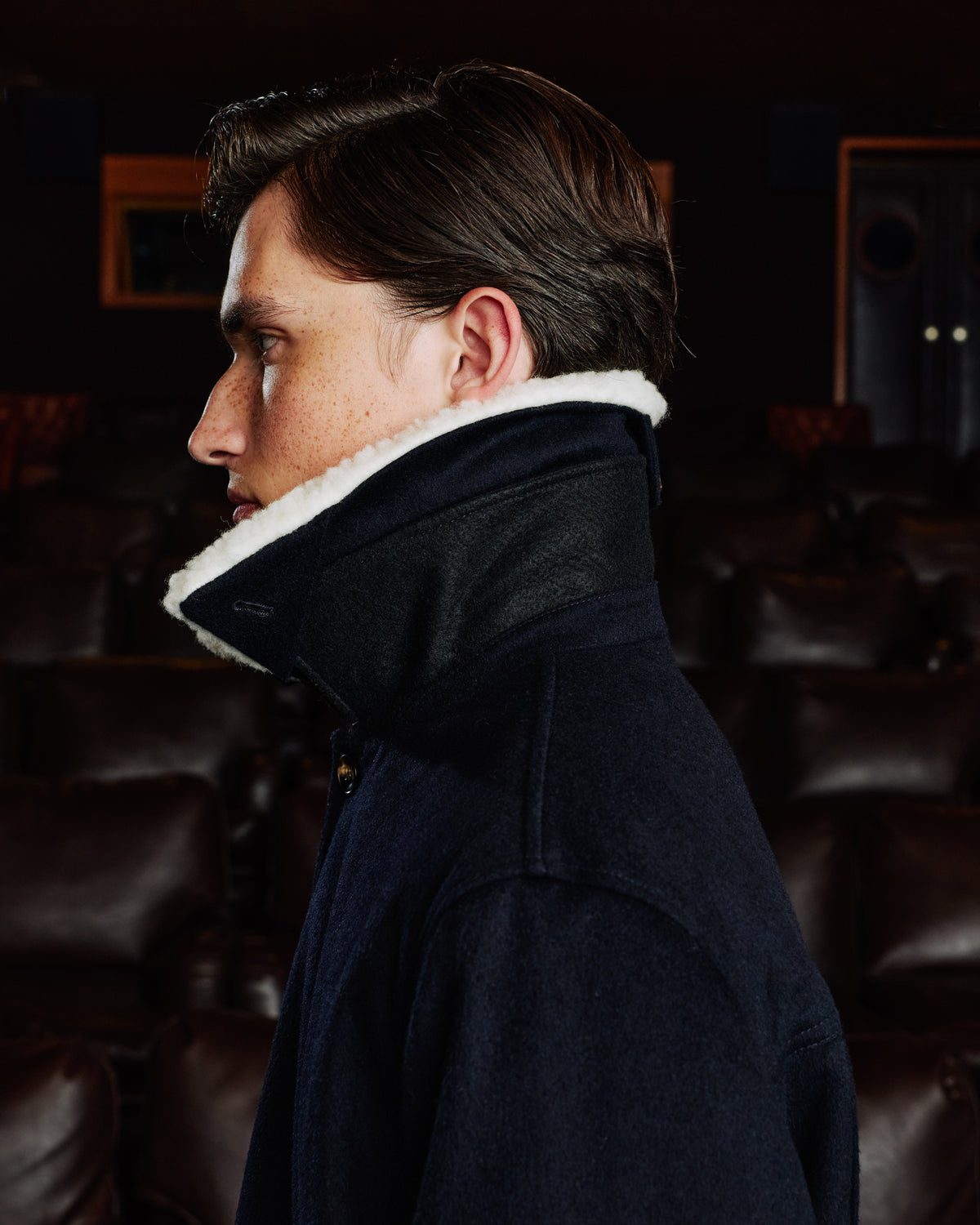 Blouson aus marineblauer Lodenwolle