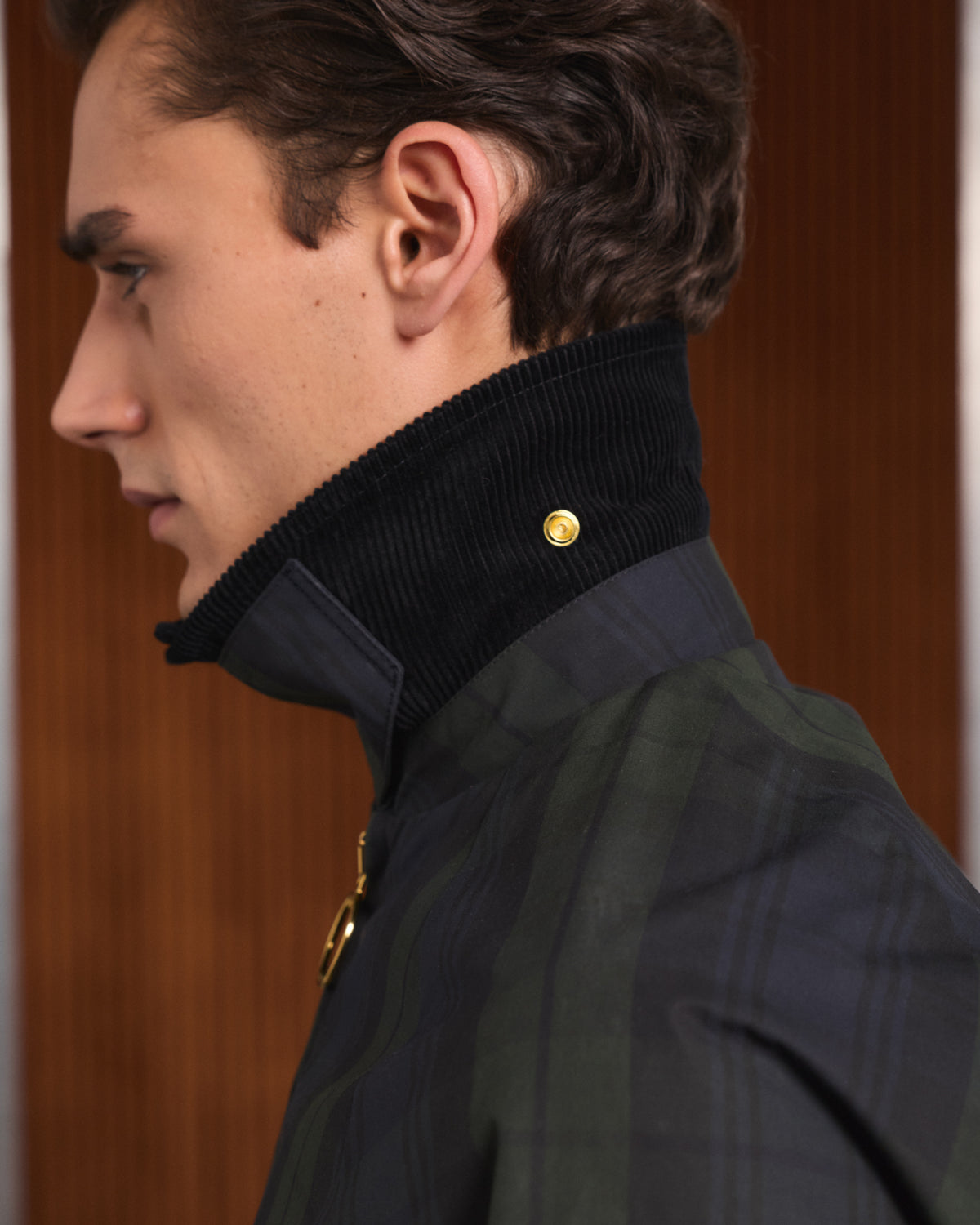 Blouson en coton ciré à motif tartan Black Watch