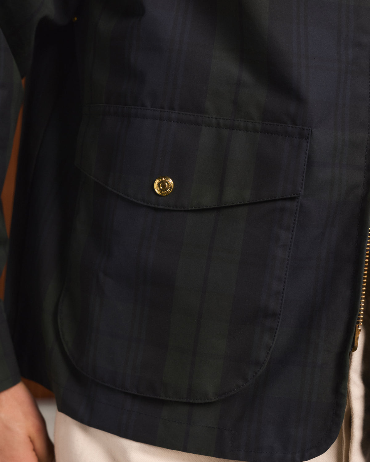 Blouson en coton ciré à motif tartan Black Watch