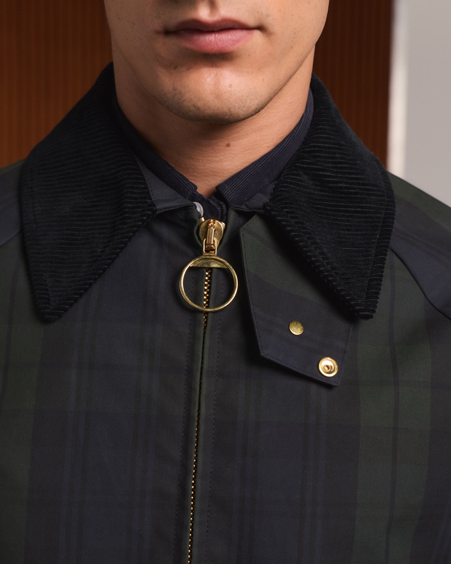 Blouson en coton ciré à motif tartan Black Watch