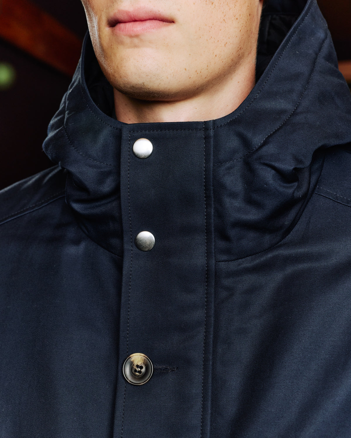 Marineblauer Parka aus 100% natürlicher Baumwolle
