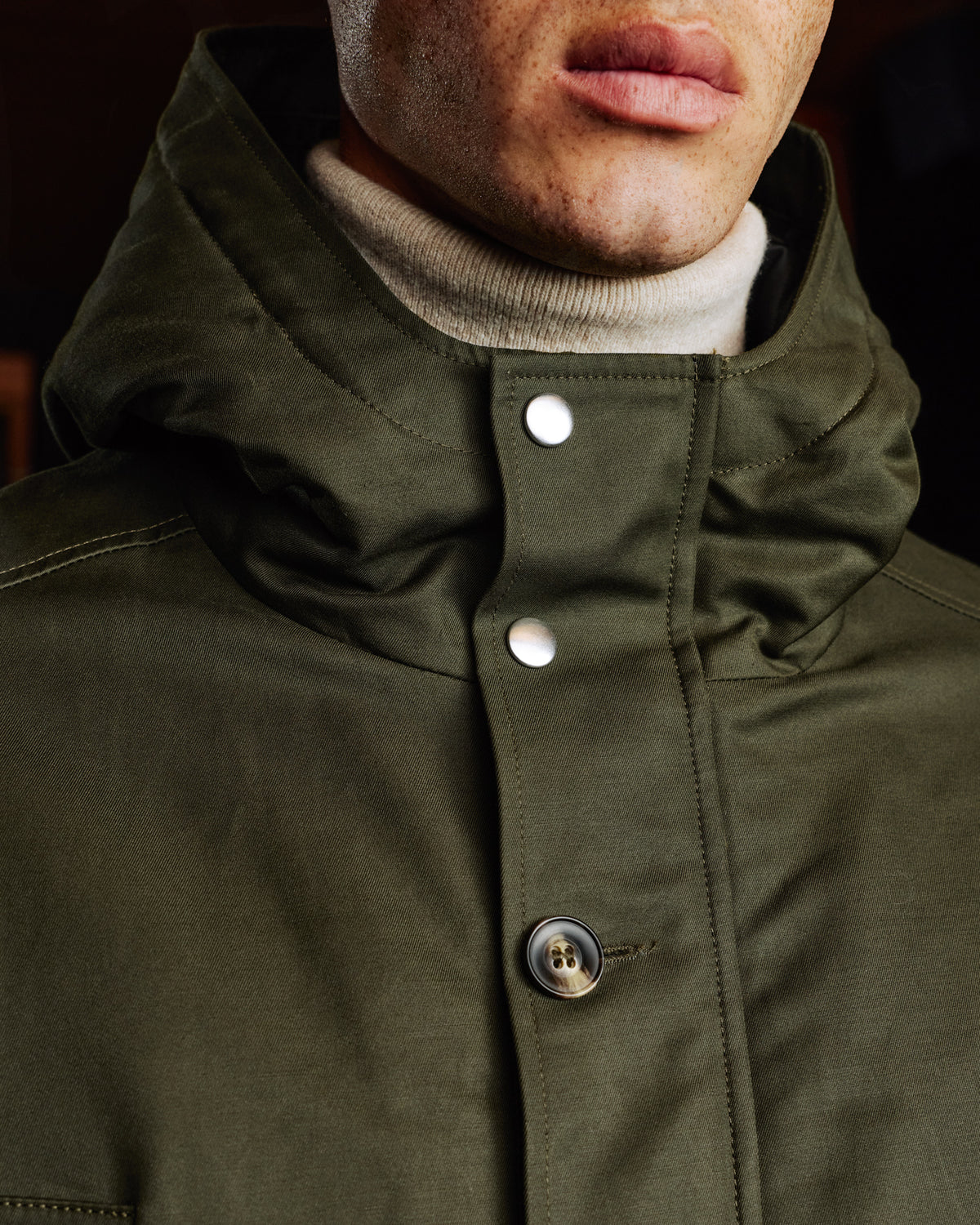 Parka aus 100% natürlicher Baumwolle in Khaki