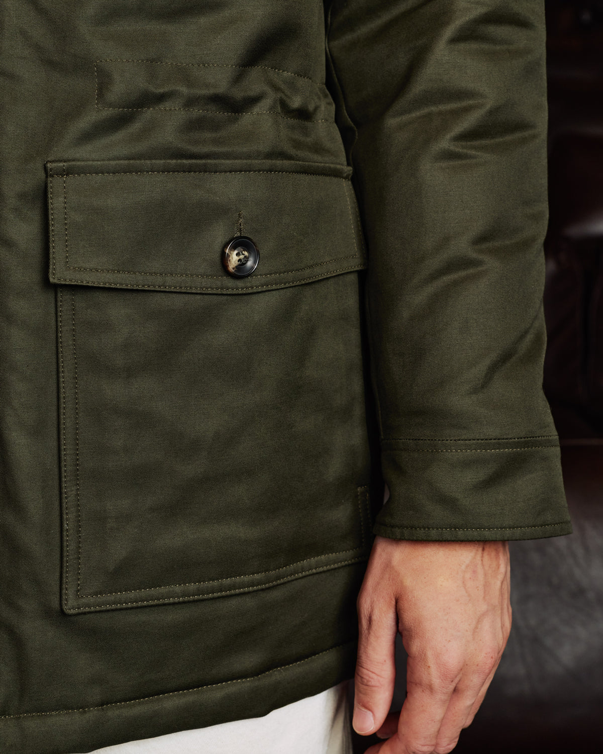 Parka aus 100% natürlicher Baumwolle in Khaki