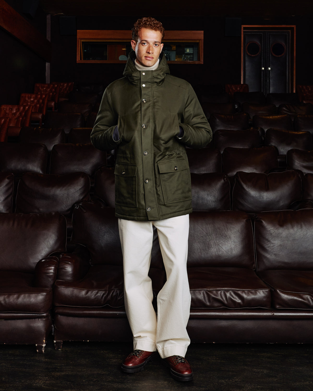 Parka aus 100% natürlicher Baumwolle in Khaki
