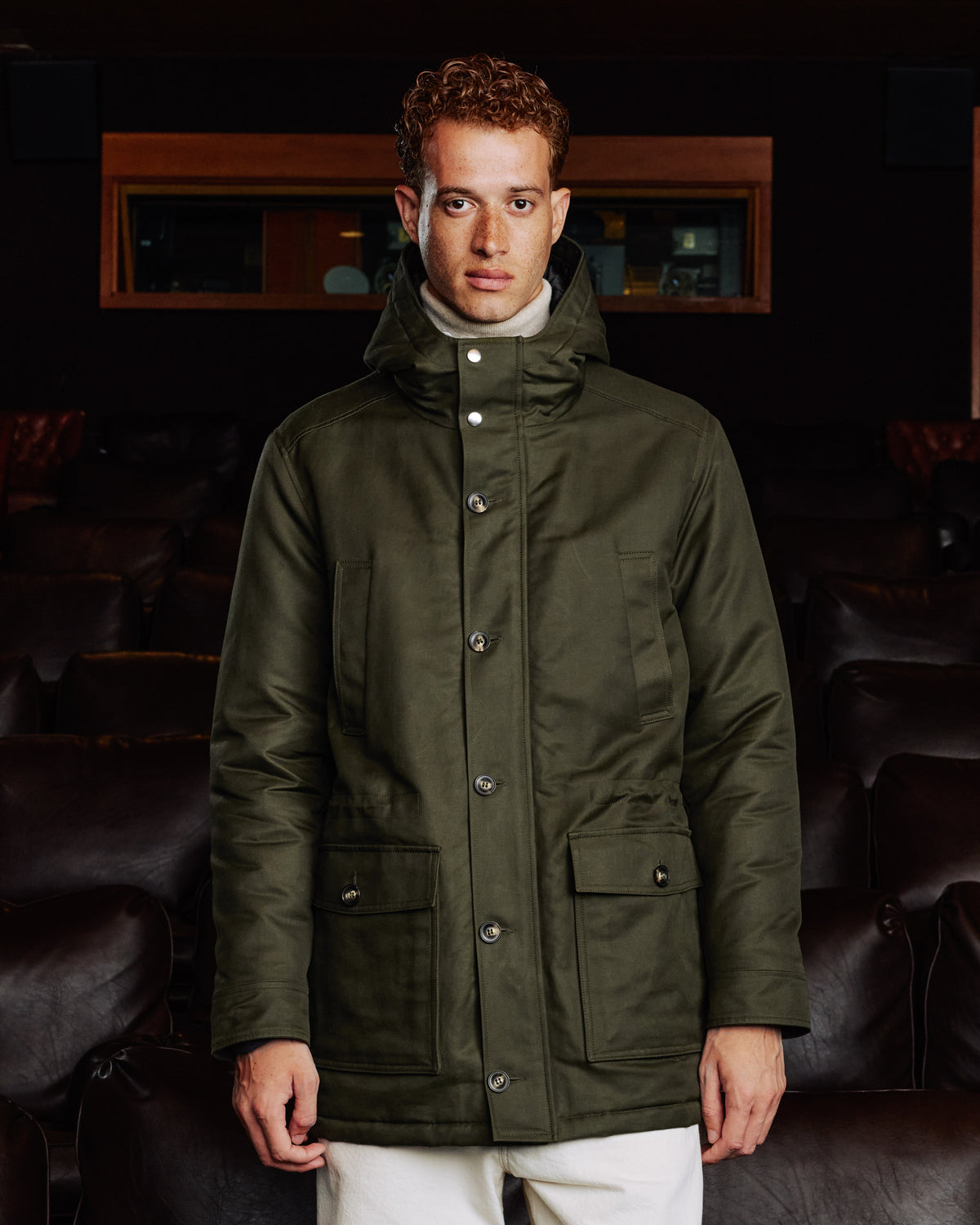 Parka aus 100% natürlicher Baumwolle in Khaki