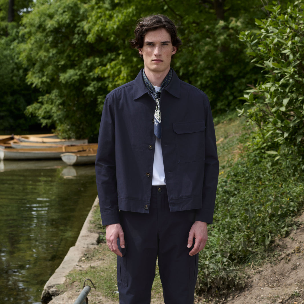 Blouson en ripstop coton japonais marine
