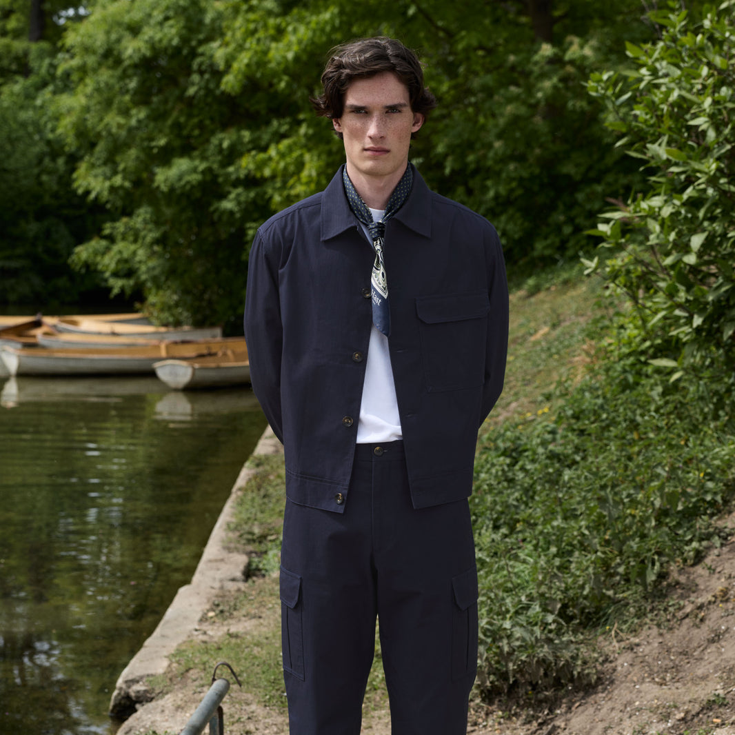 Blouson en ripstop coton japonais marine