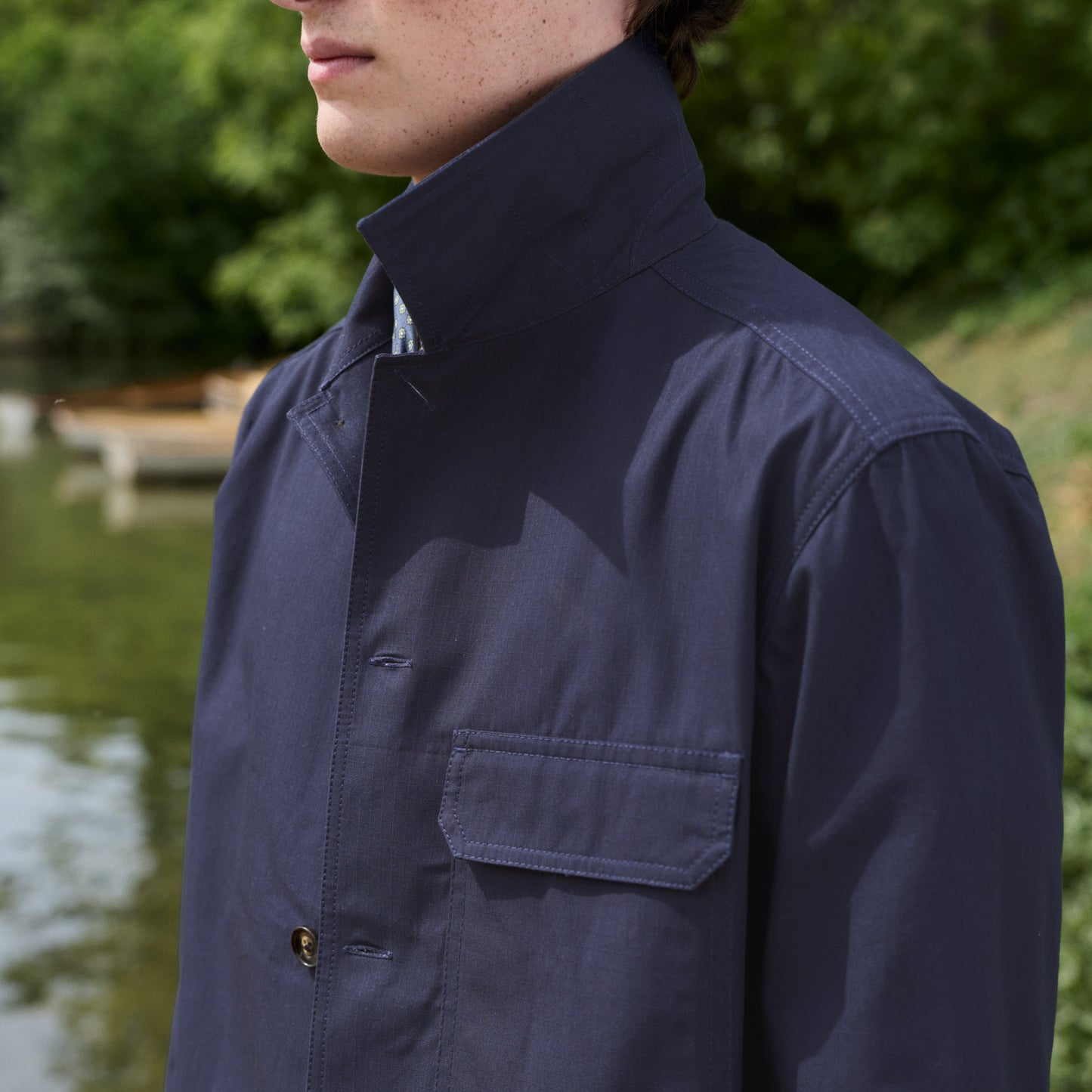 Blouson en ripstop coton japonais marine
