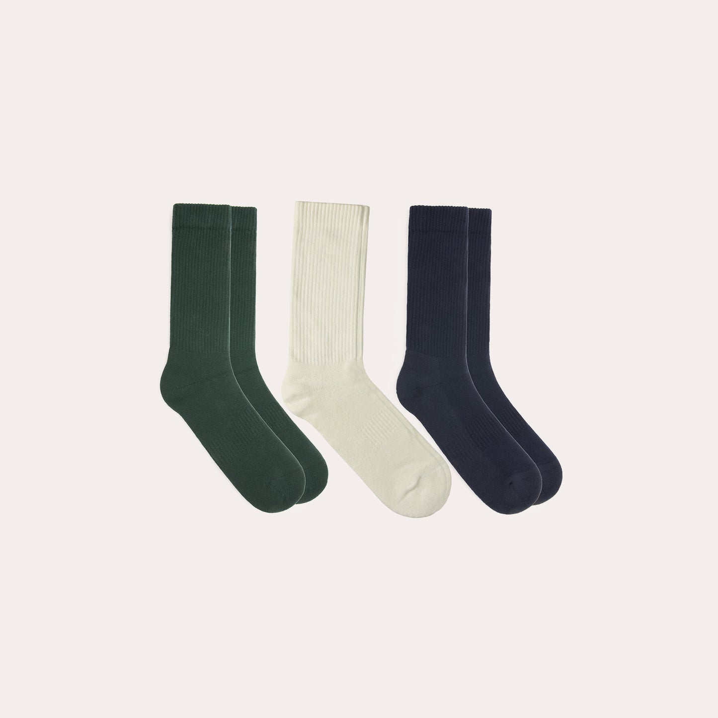 Pack de chaussettes en coton marine, vert, écru