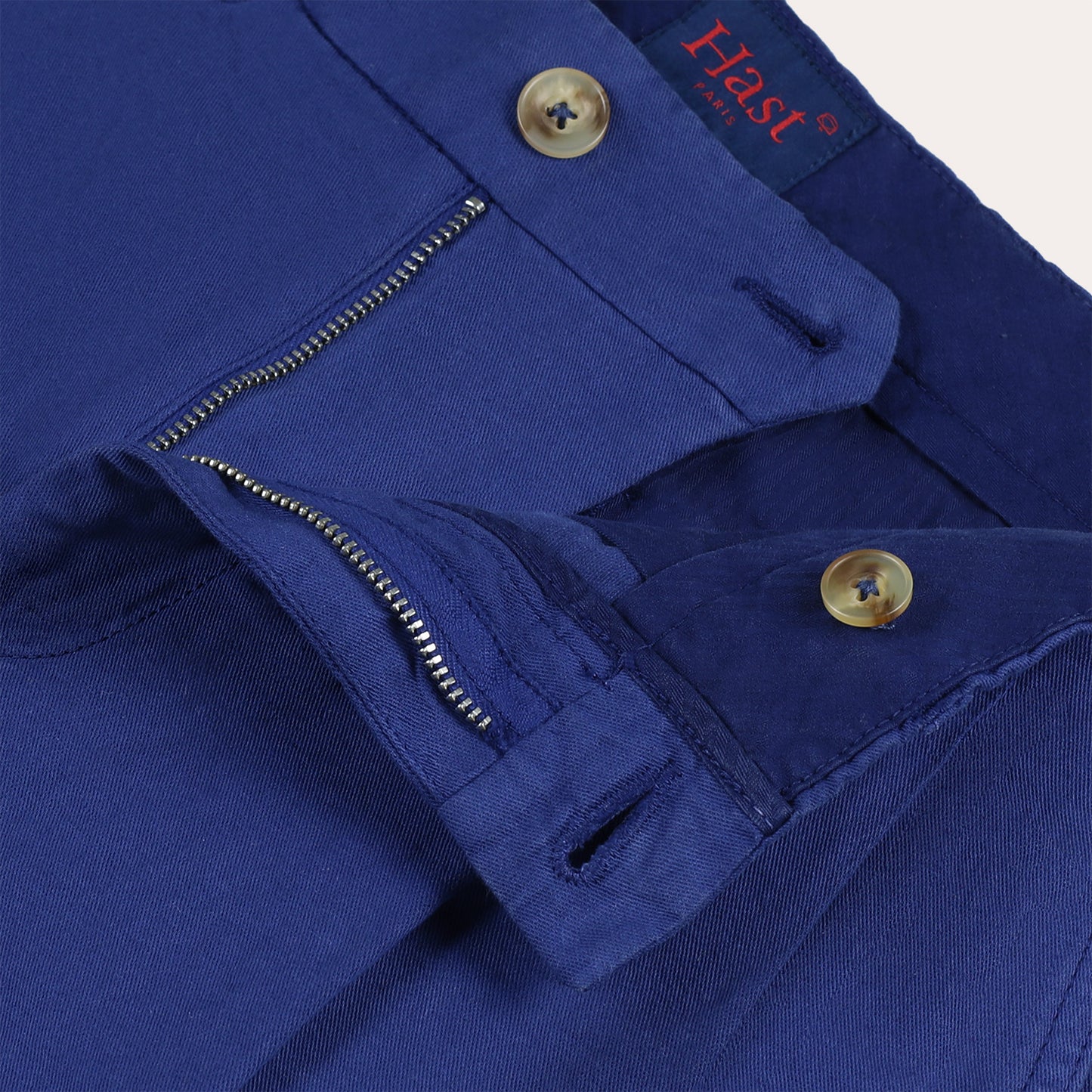 Short à double plis en coton et lin indigo