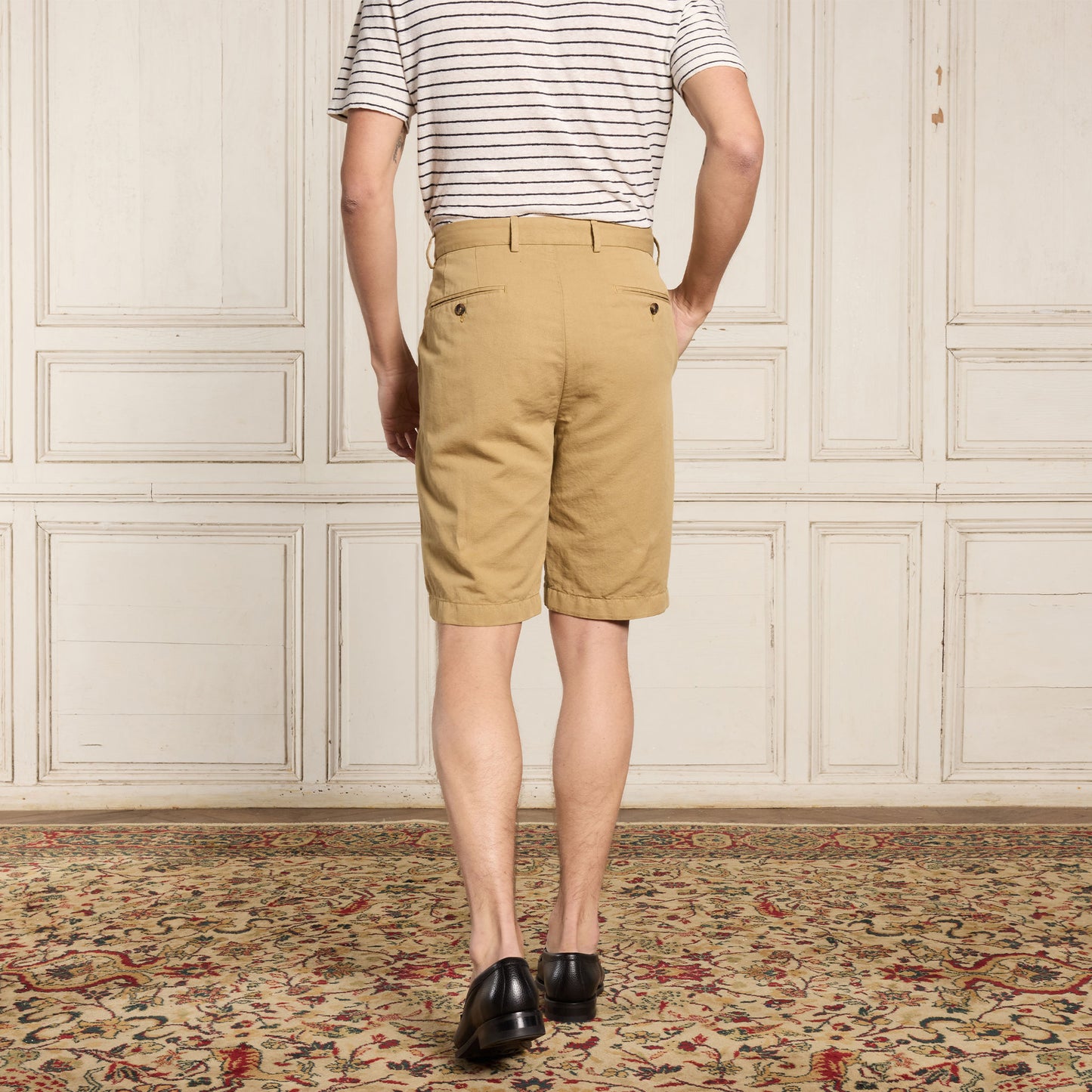Short en coton et lin camel