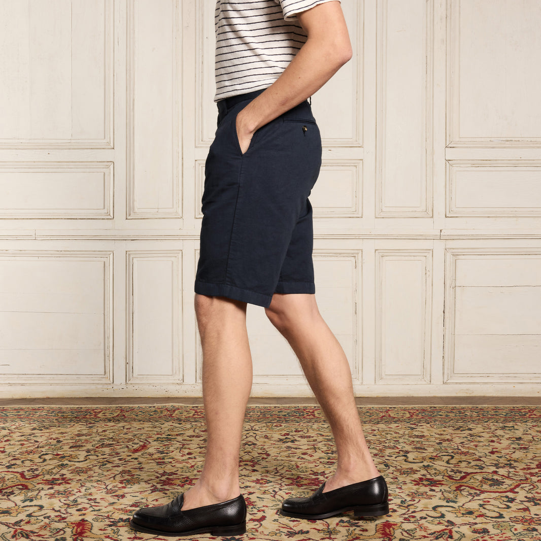 Navy cotton and linen shorts