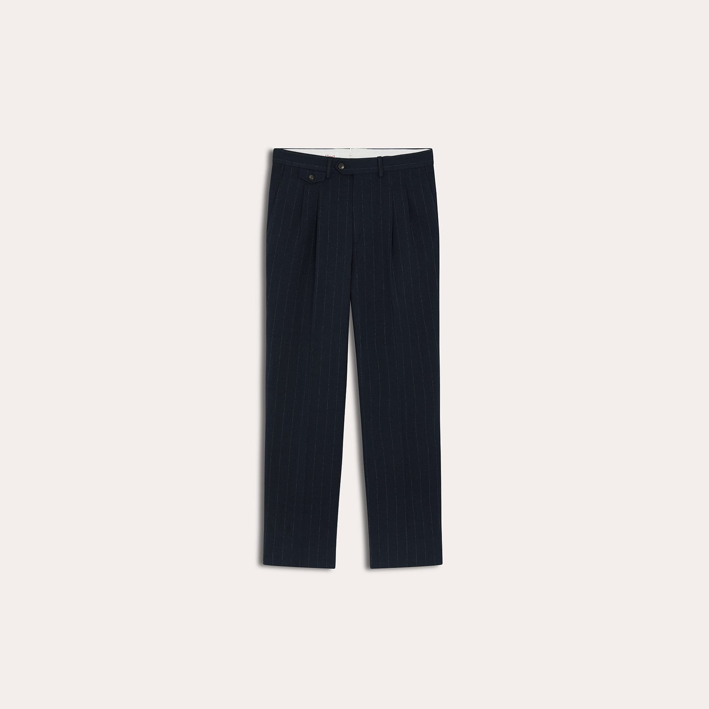 Navy striped linen and cotton trousers