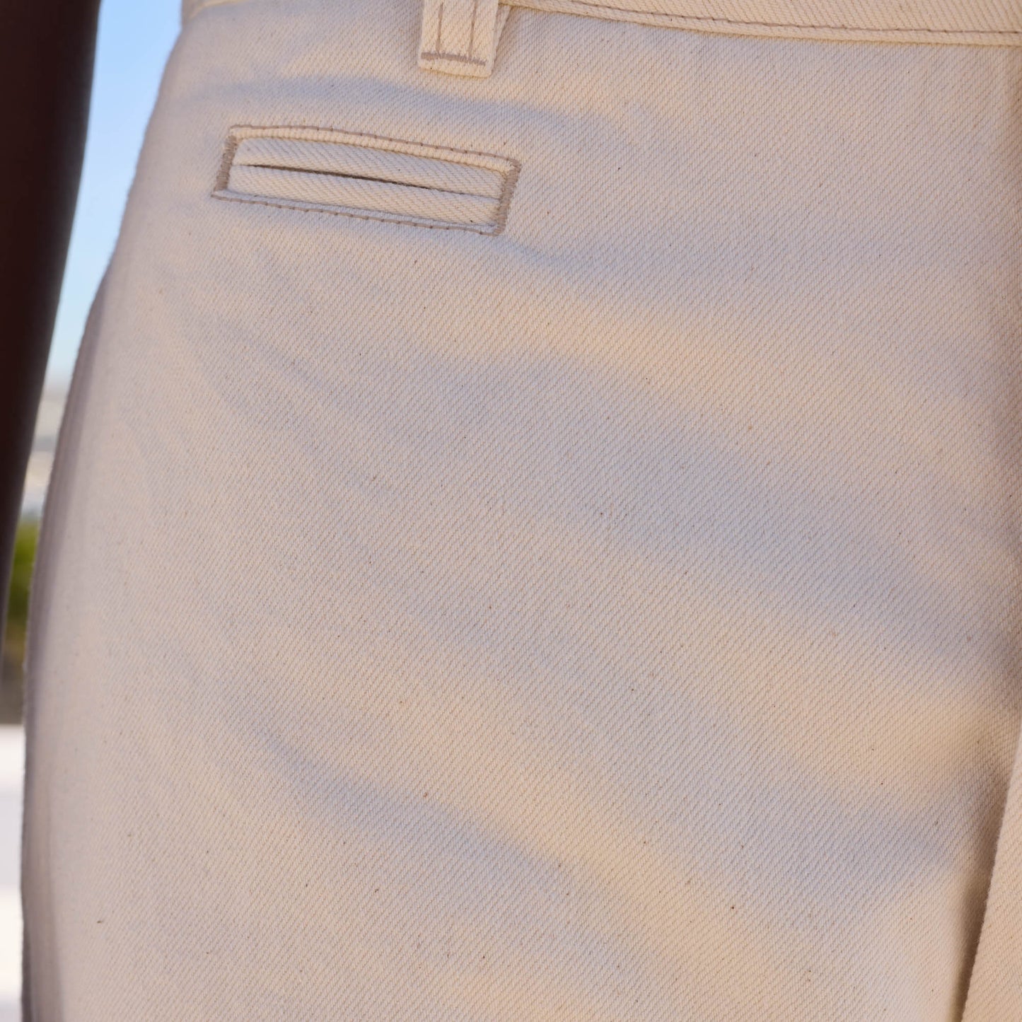 Wide-leg trousers in ecru denim