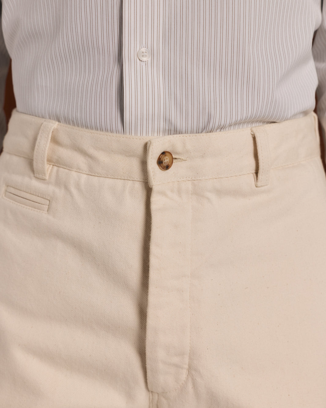 Weite Hose aus Denim in Ecru