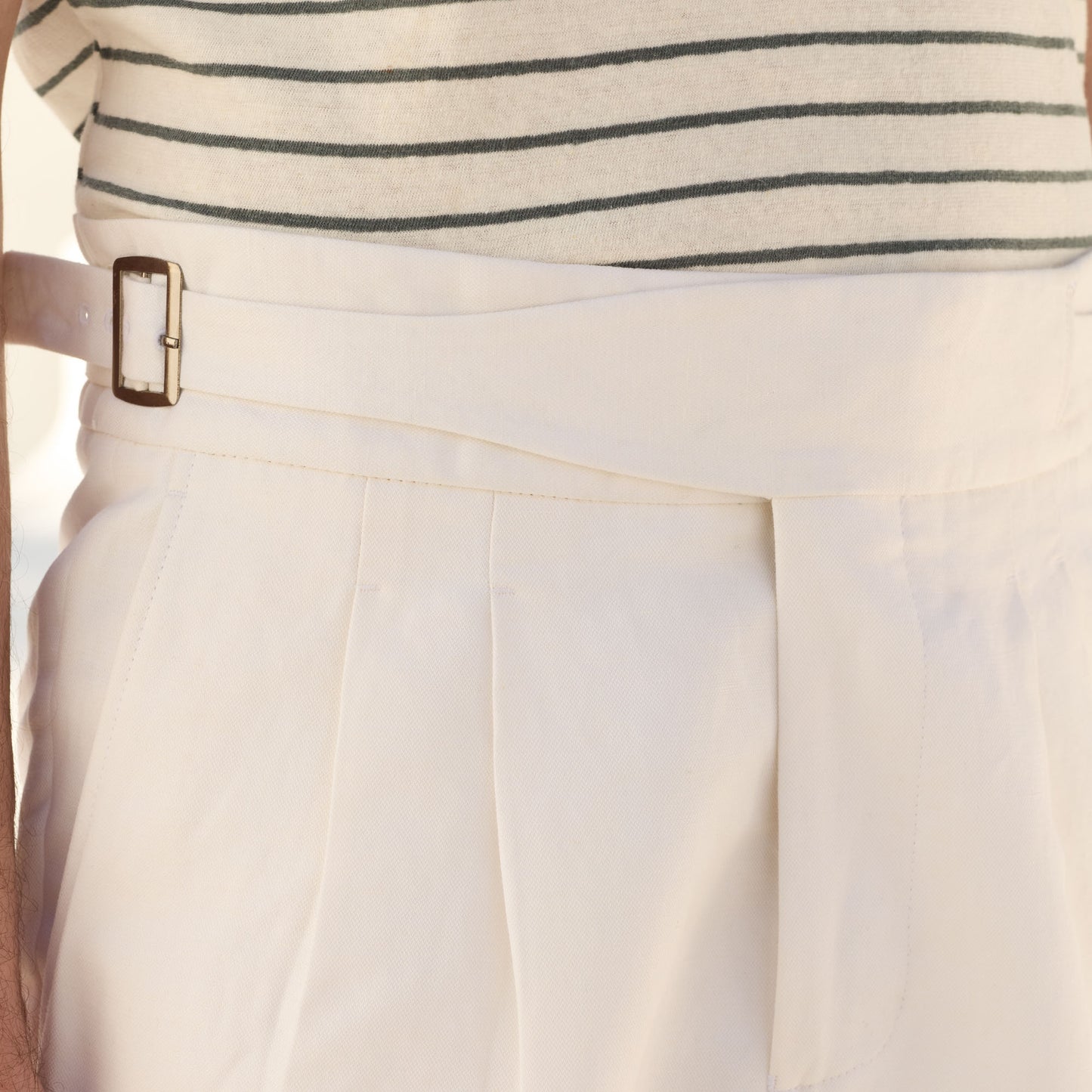 White linen and cotton Gurkha trousers