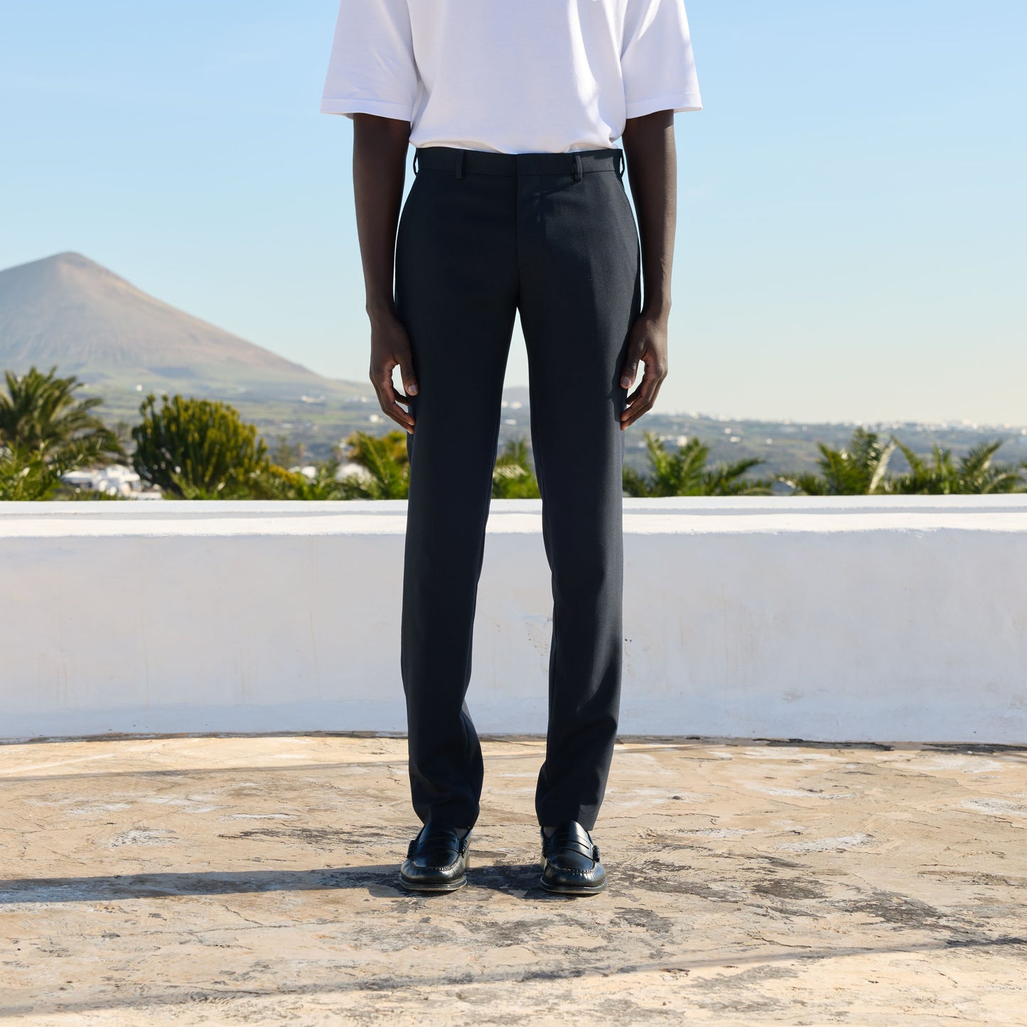 Pantalon en laine froide marine