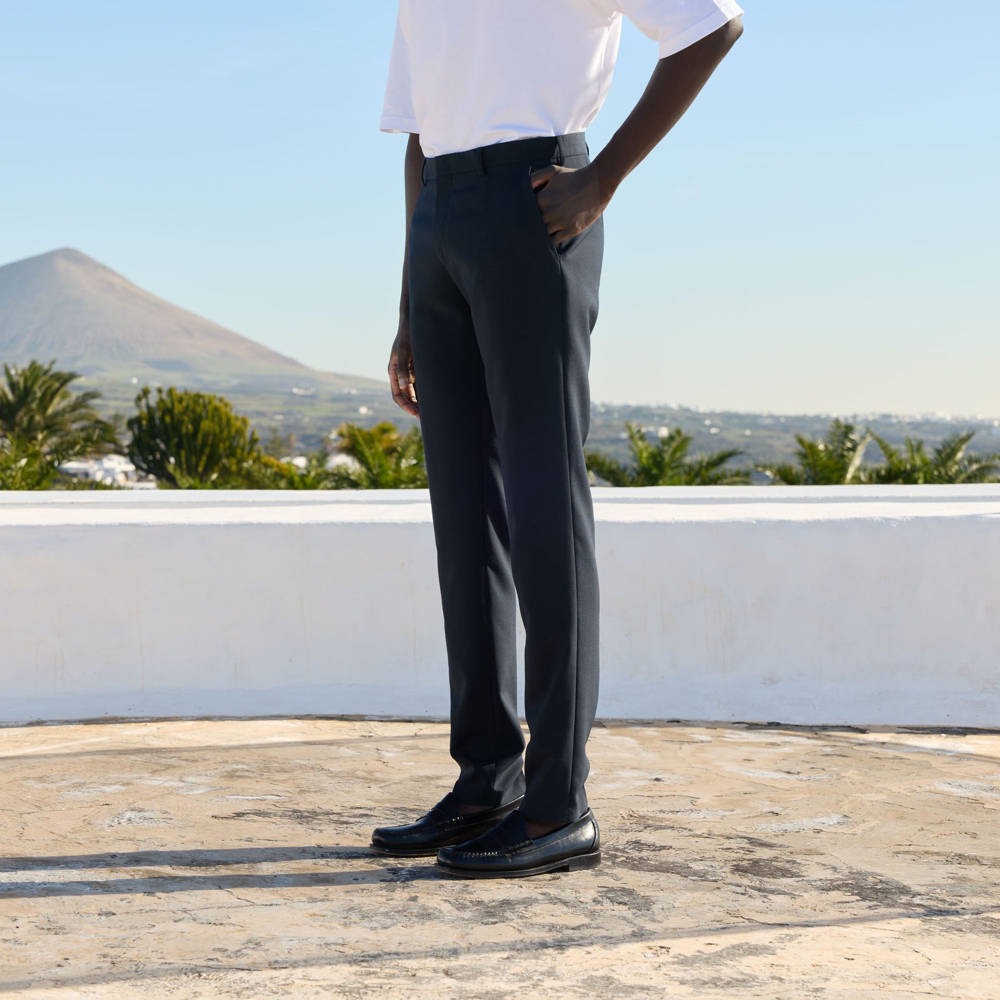 Pantalon en laine froide marine