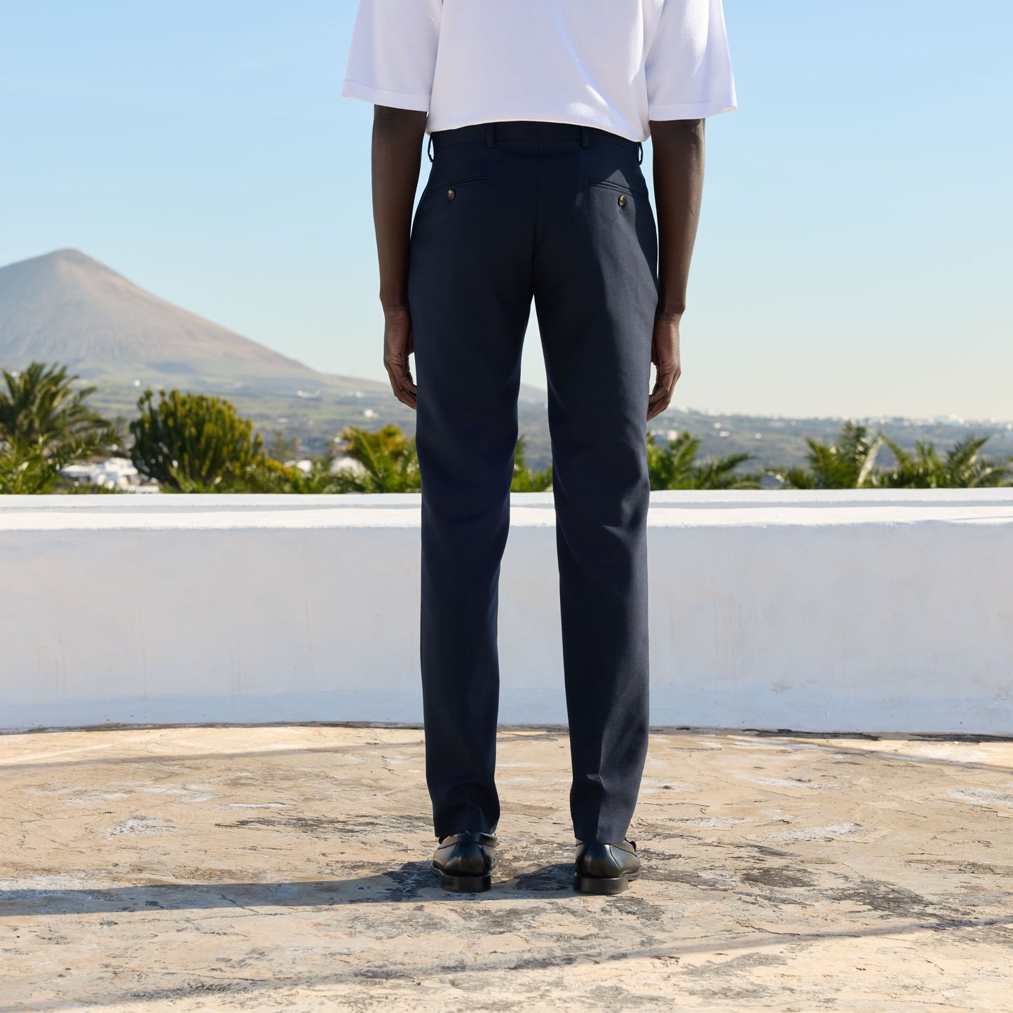 Pantalon en laine froide marine