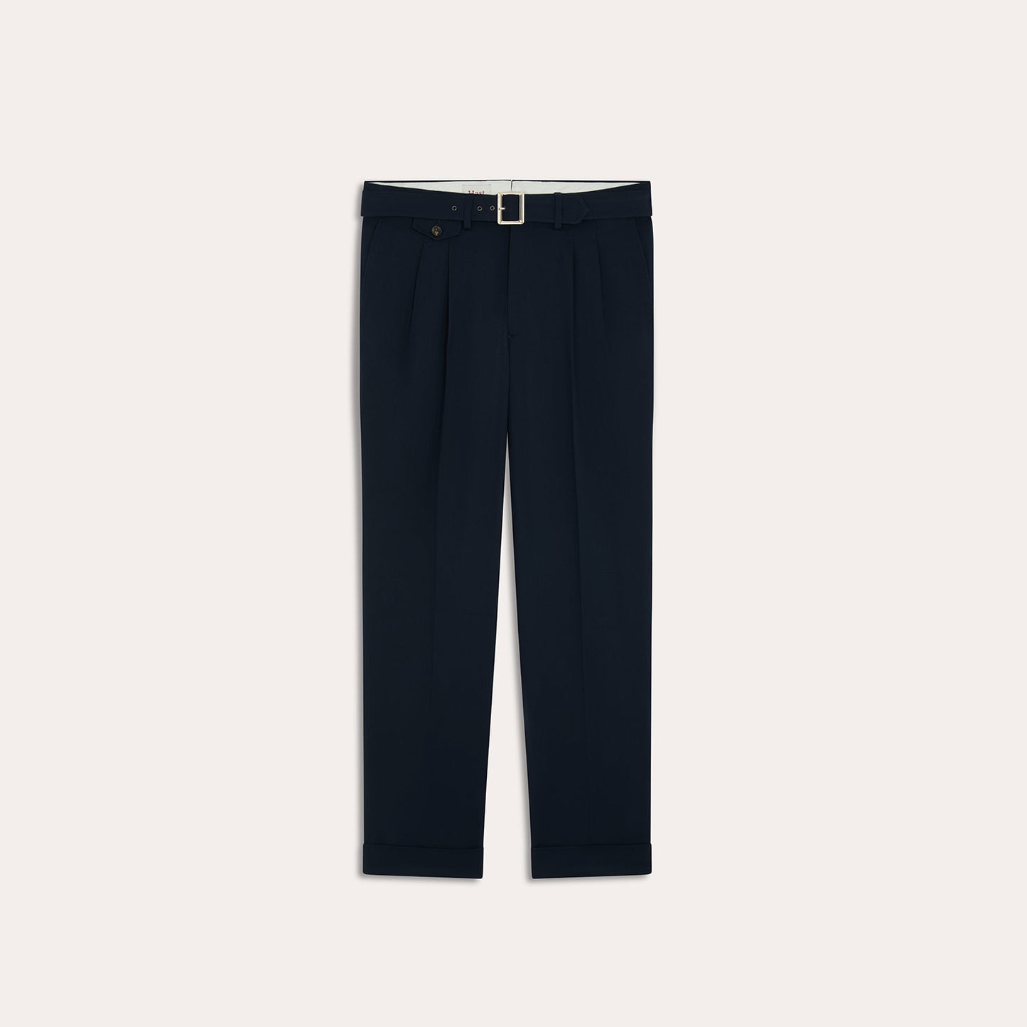 Pantalon à pinces en coton marine