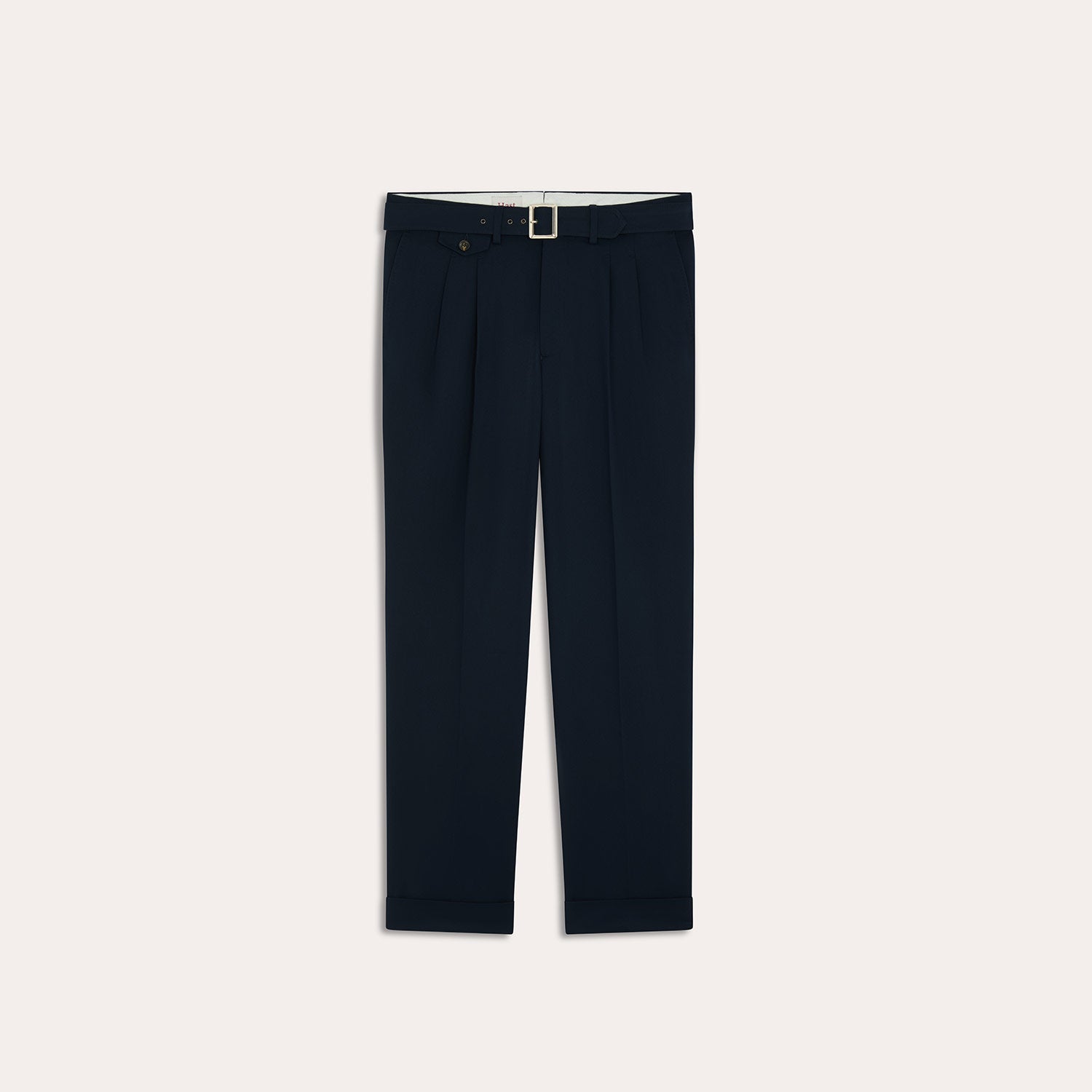 Pantalon à pinces en coton marine