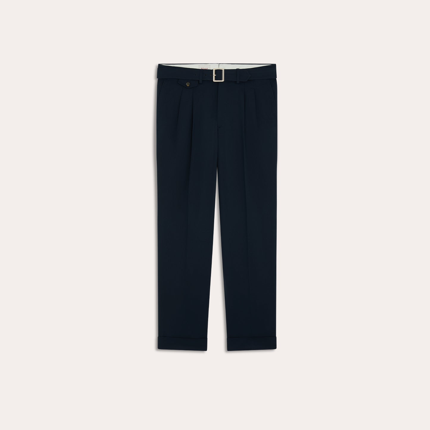 Pantalon à pinces en coton marine