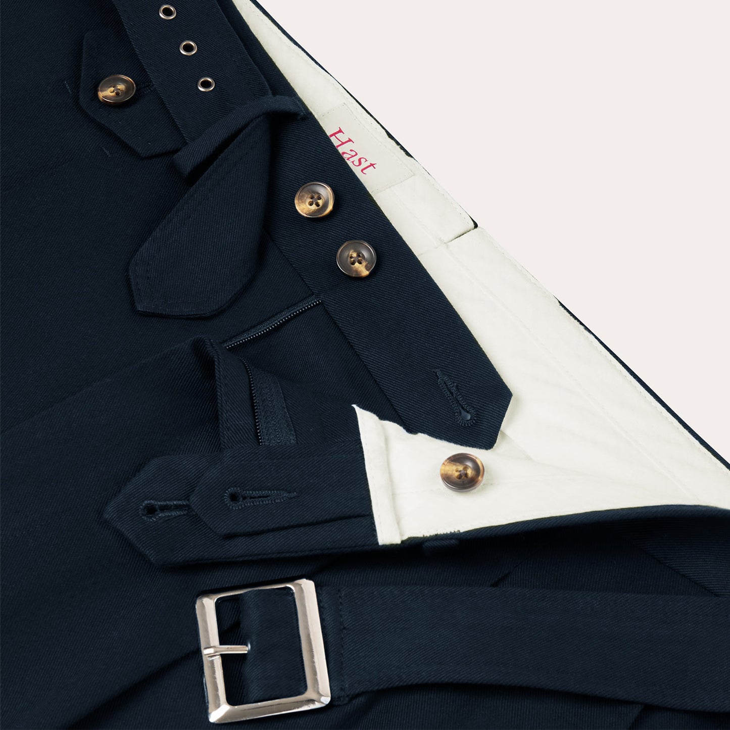 Pantalon à pinces en coton marine