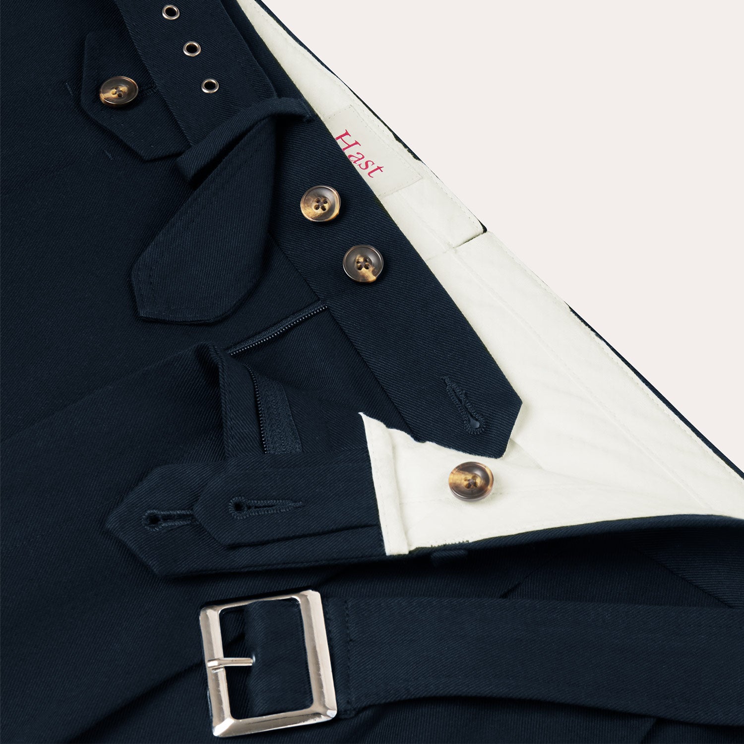 Pantalon à pinces en coton marine