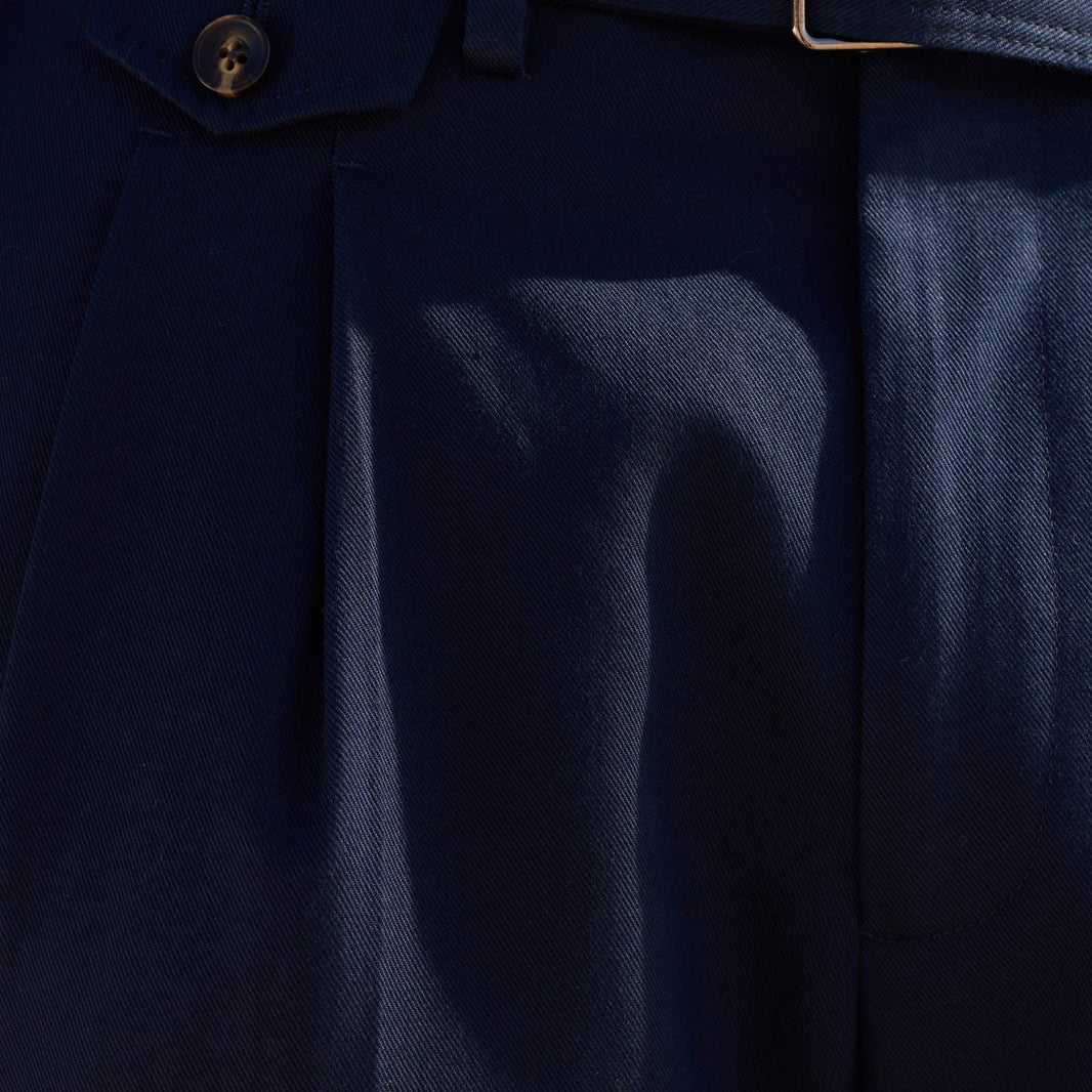 Navy cotton pleated pants