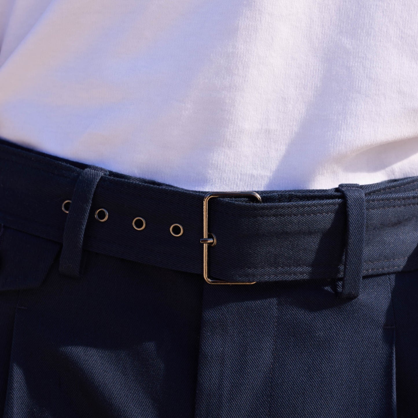 Pantalon à pinces en coton marine