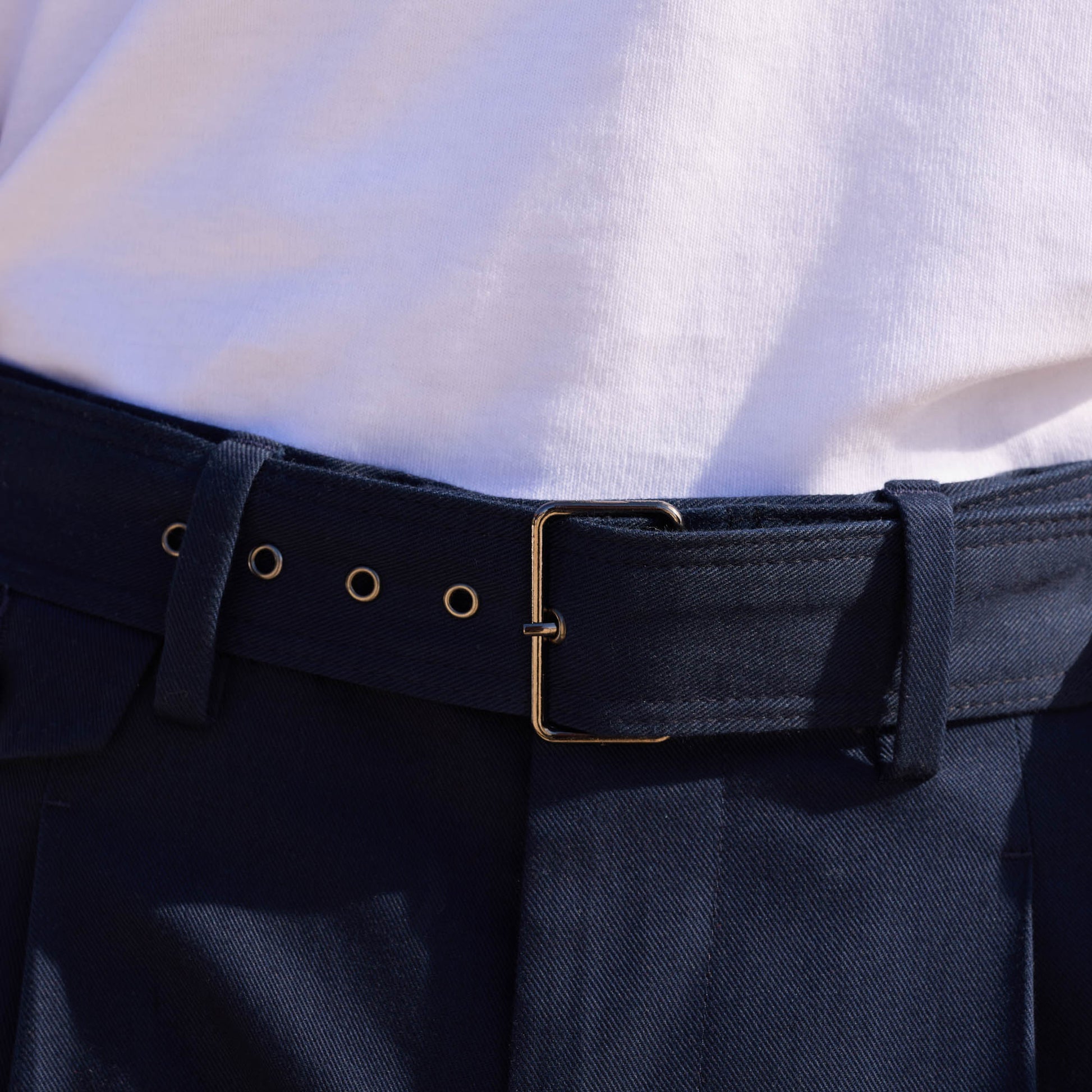 Pantalon à pinces en coton marine