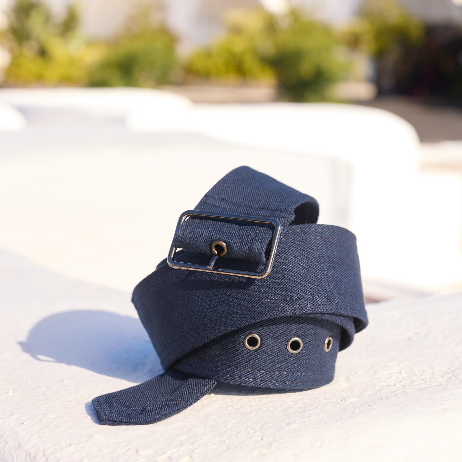 Pantalon à pinces en coton marine