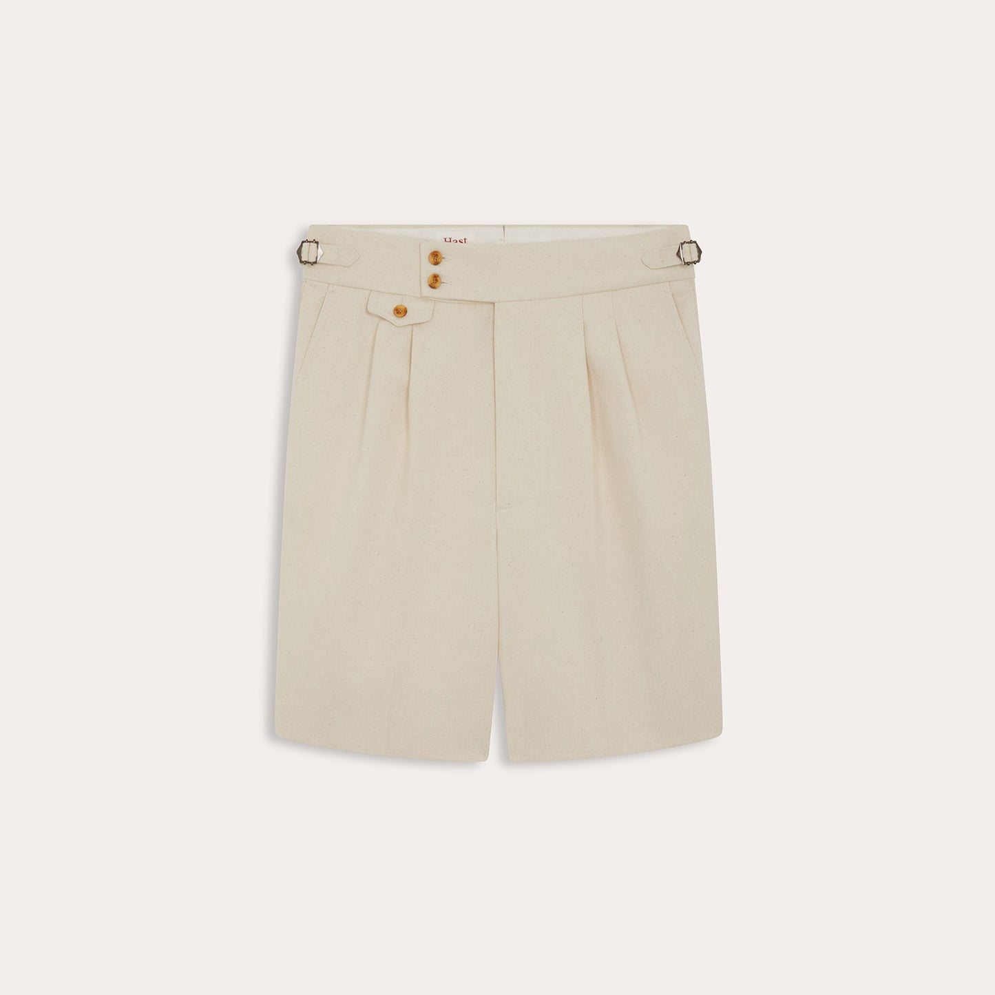Ecru cotton pleated Bermuda shorts