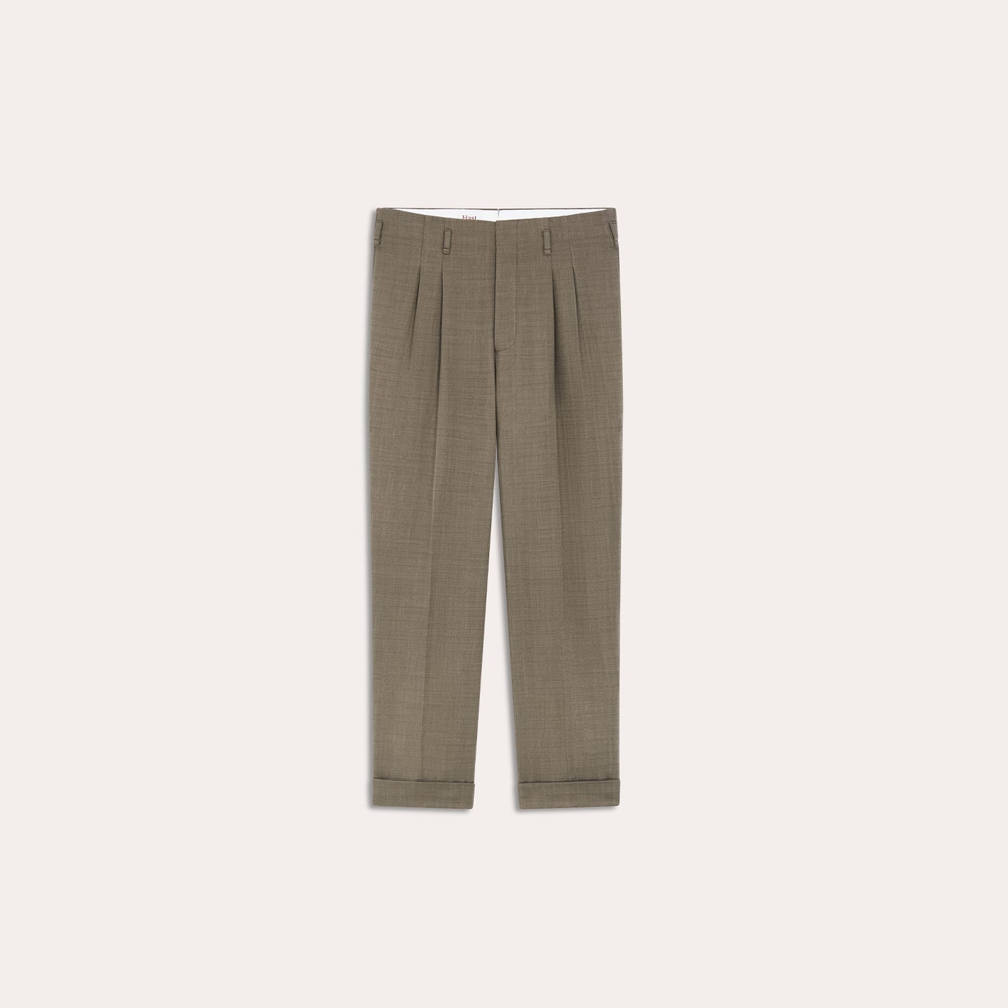 Brown pleated drop-loop trousers