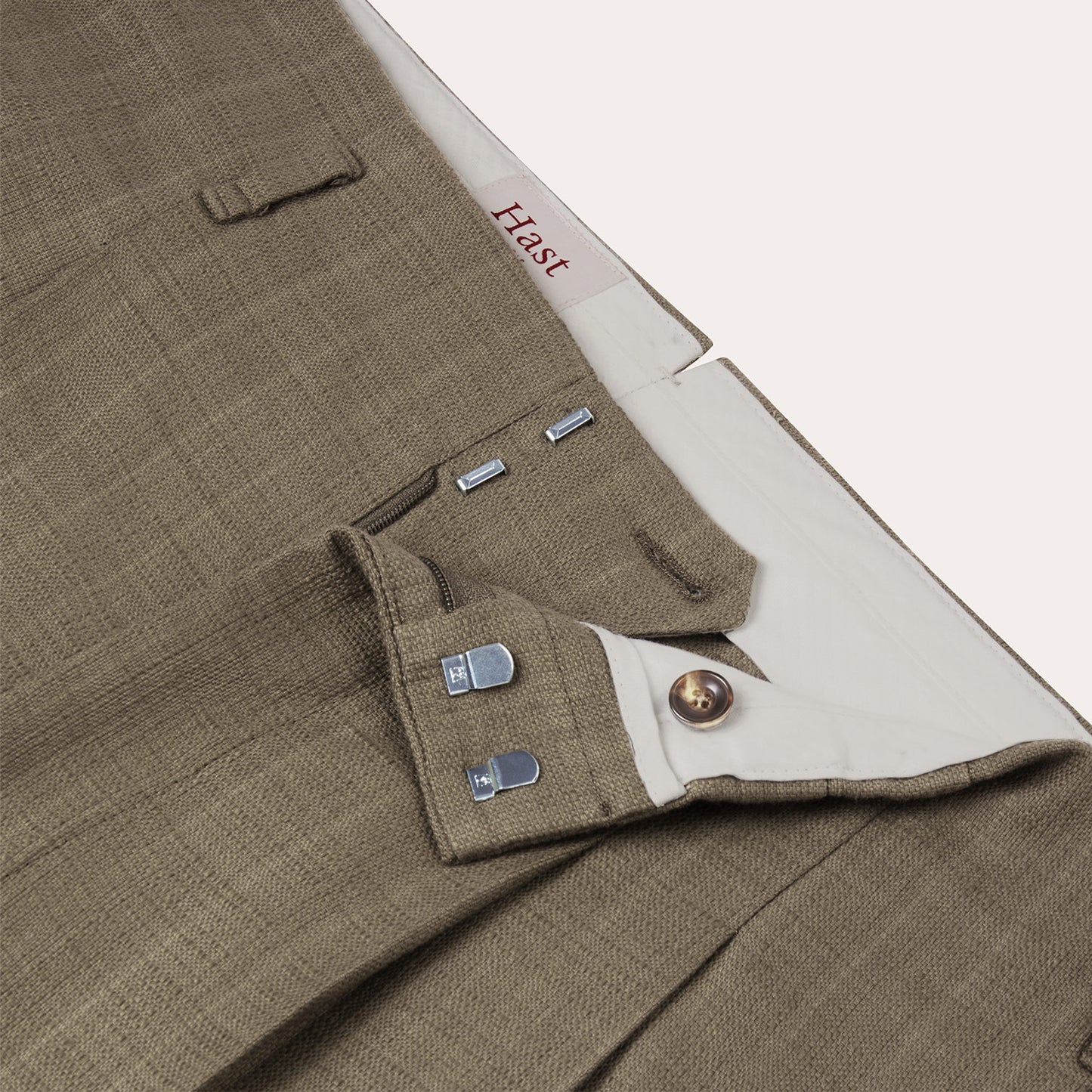 Brown pleated drop-loop trousers