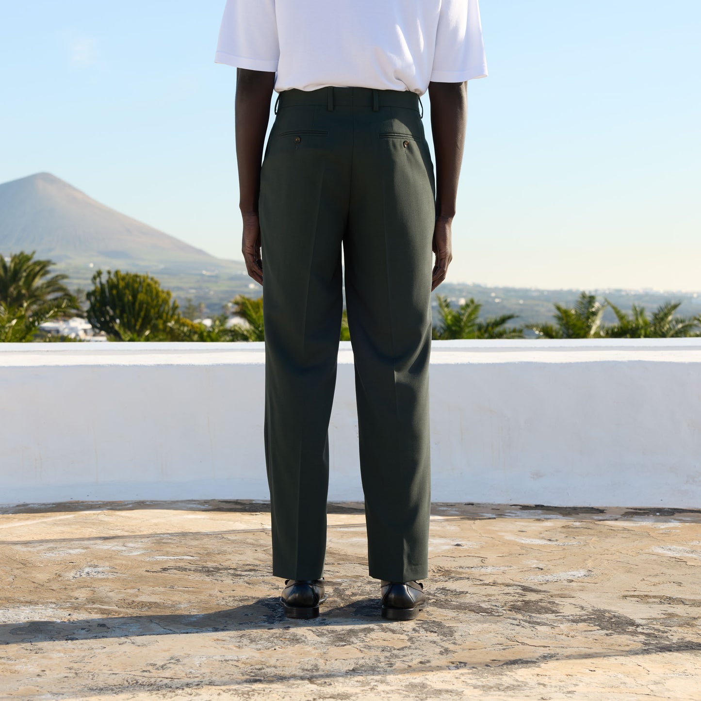 Pantalon à pinces en laine fresco émeraude