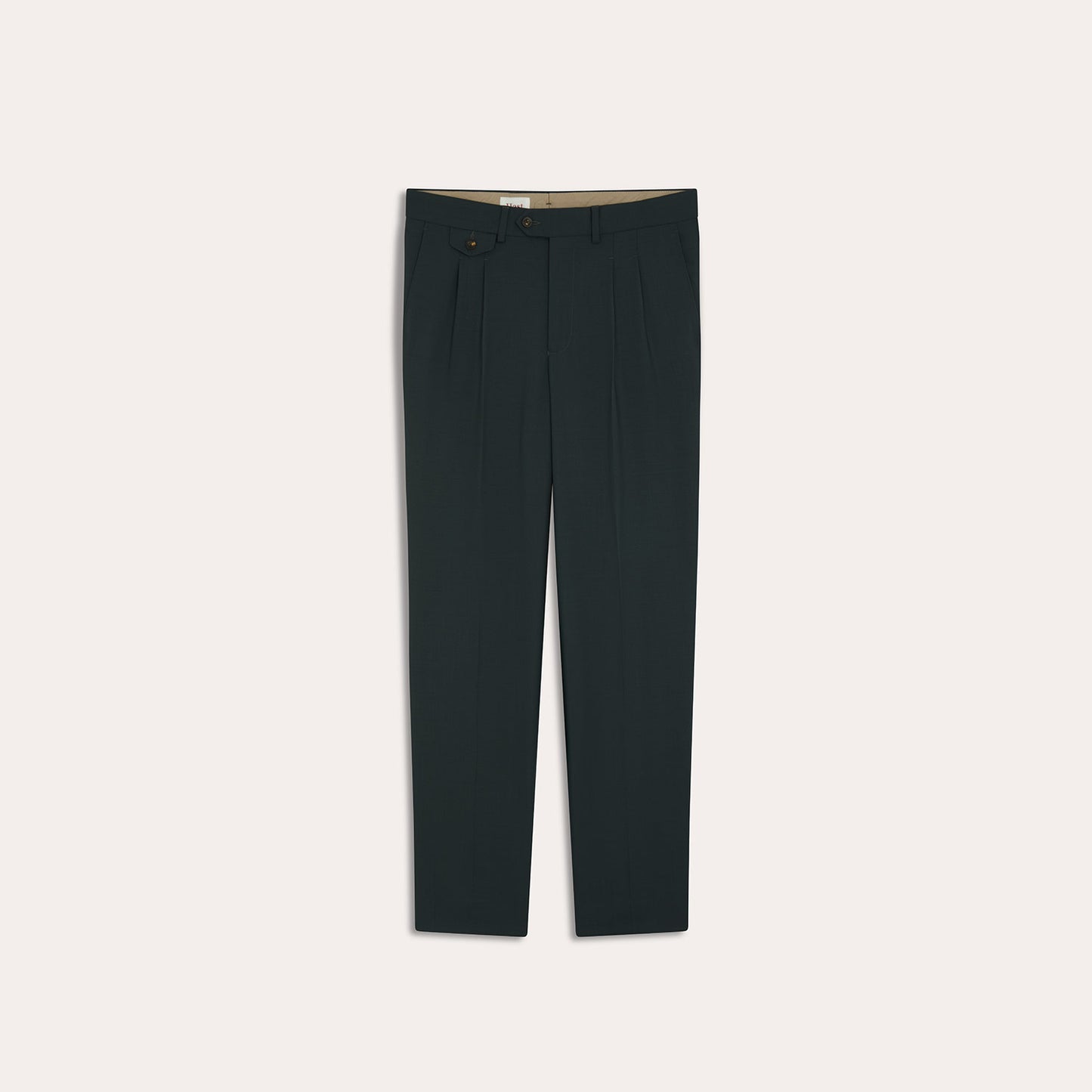Pantalon à pinces en laine fresco émeraude