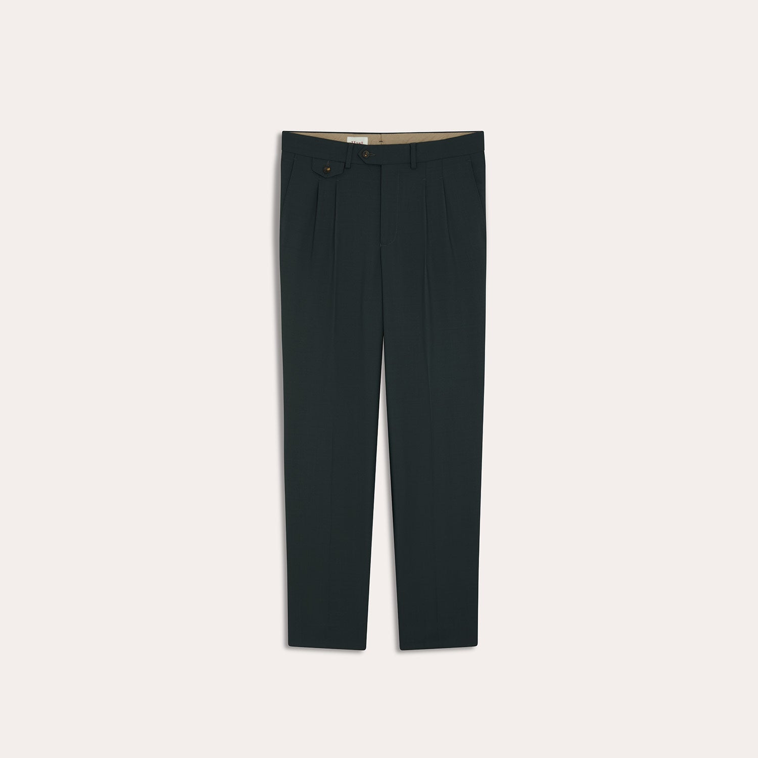 Pantalon à pinces en laine fresco émeraude