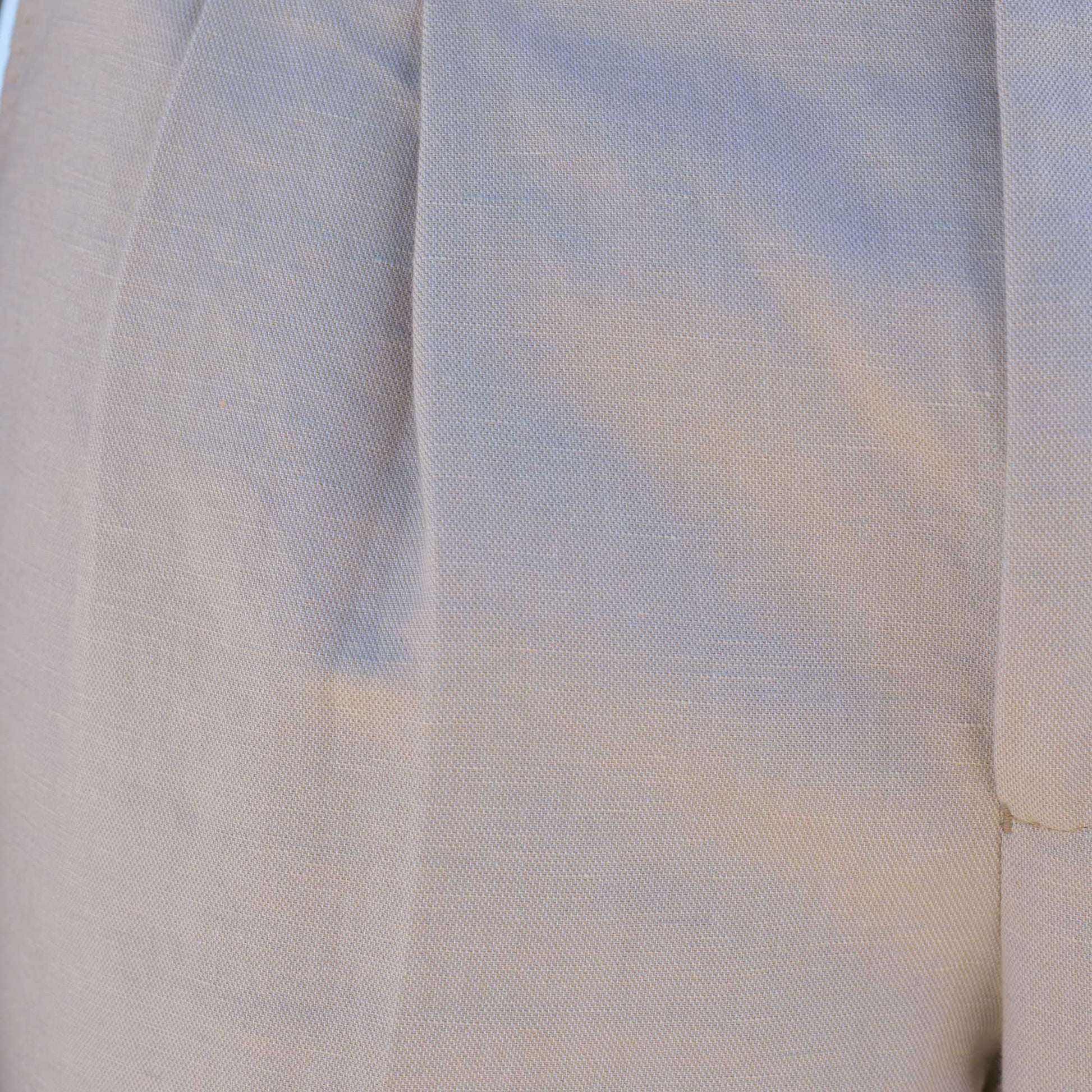 Pantalon à pinces en lin coton écru