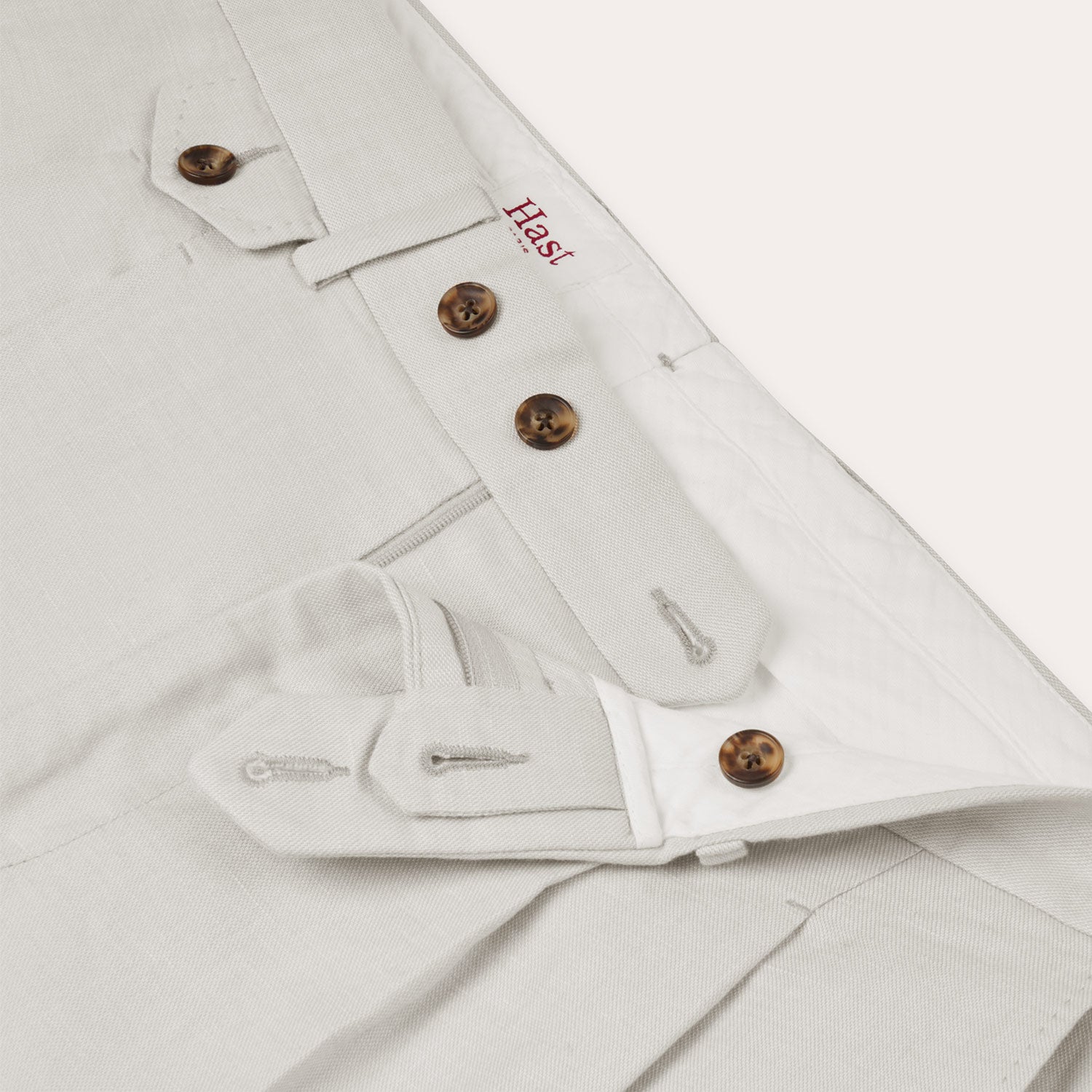 Pantalon à pinces en lin coton écru